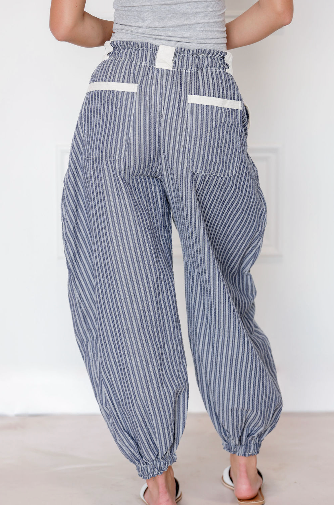 Striped Drawstring Side Pocket Pants