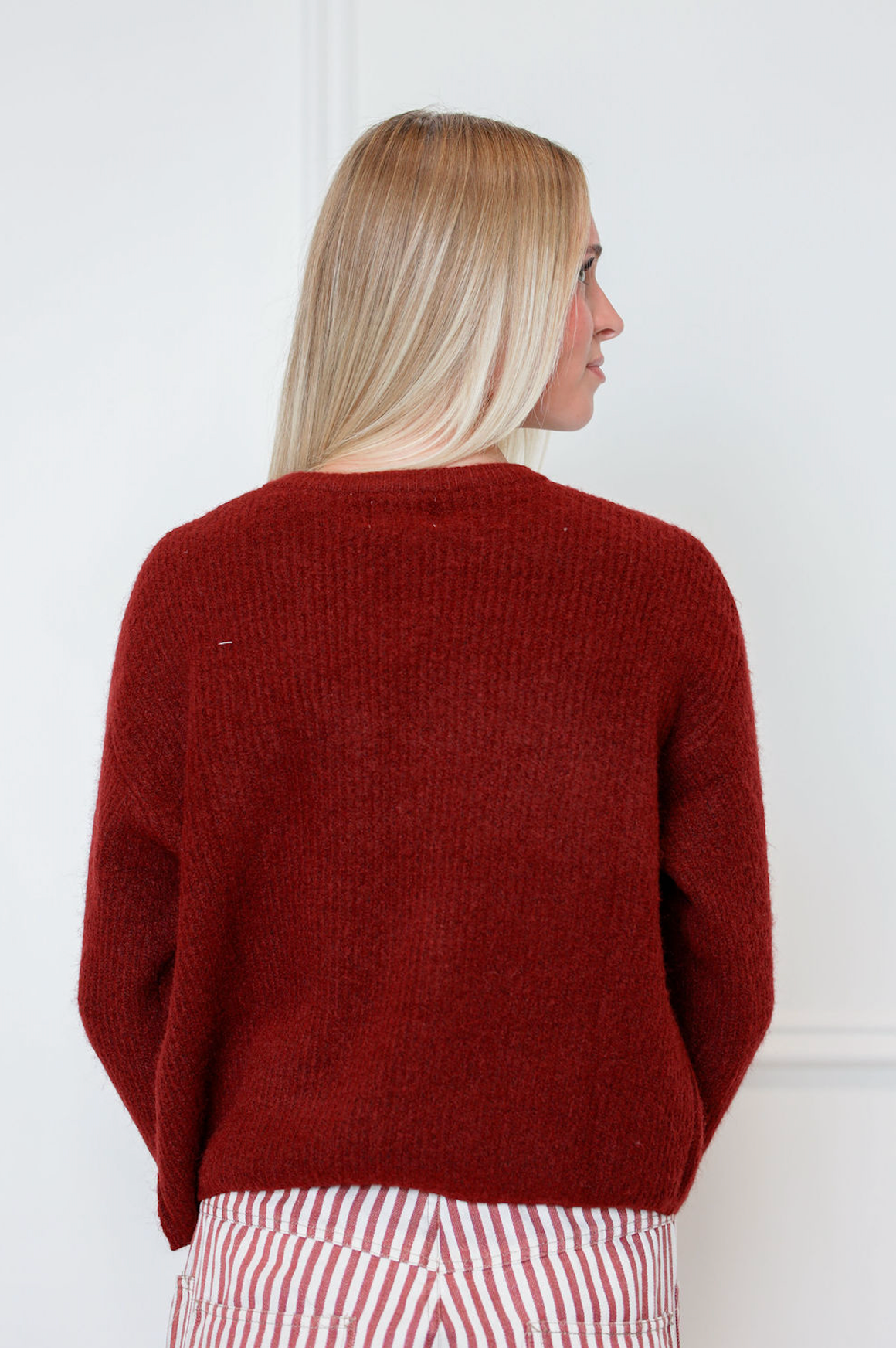 Single Button Cardigan Wine