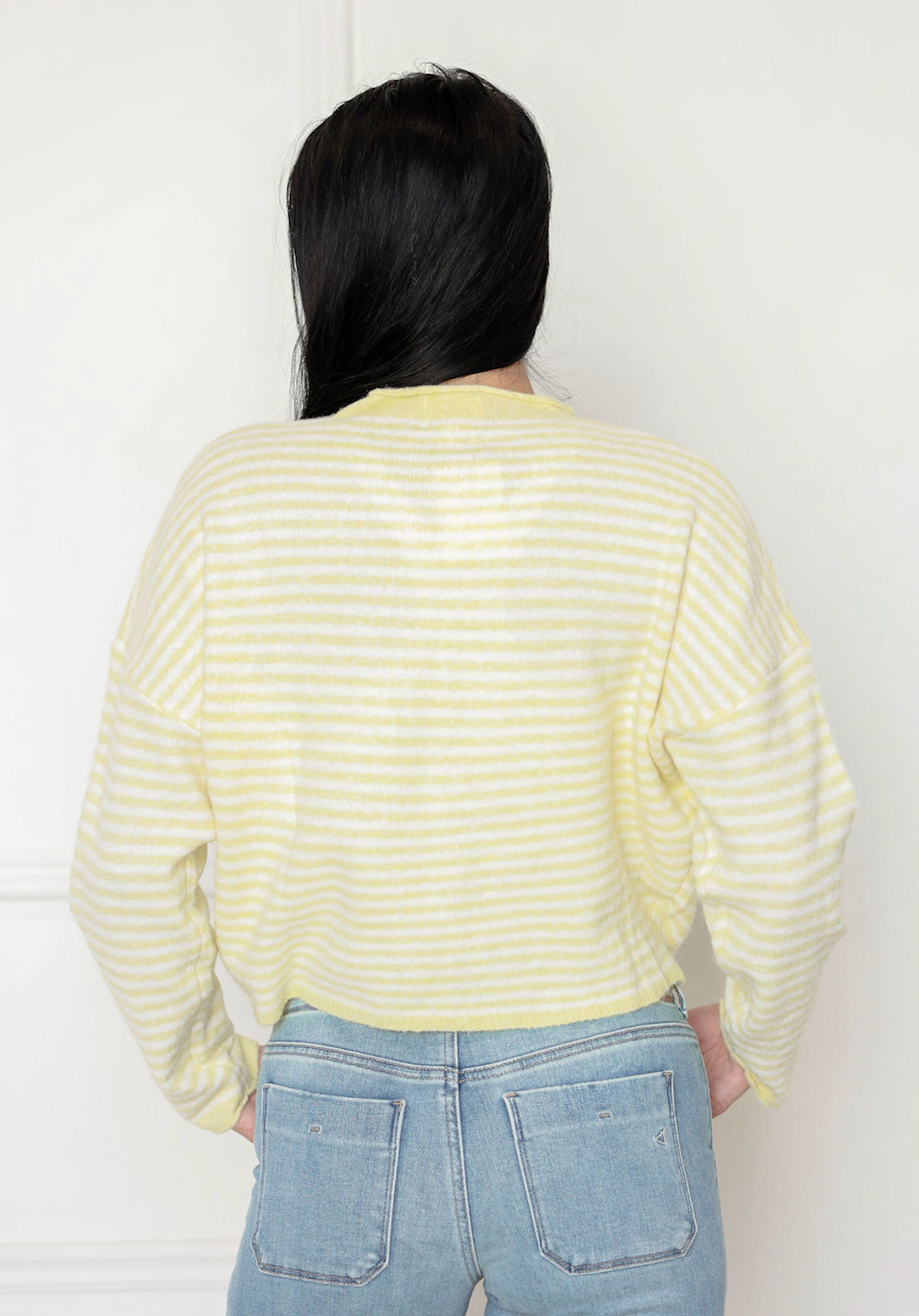 Button Down Cardi Yellow Stripe