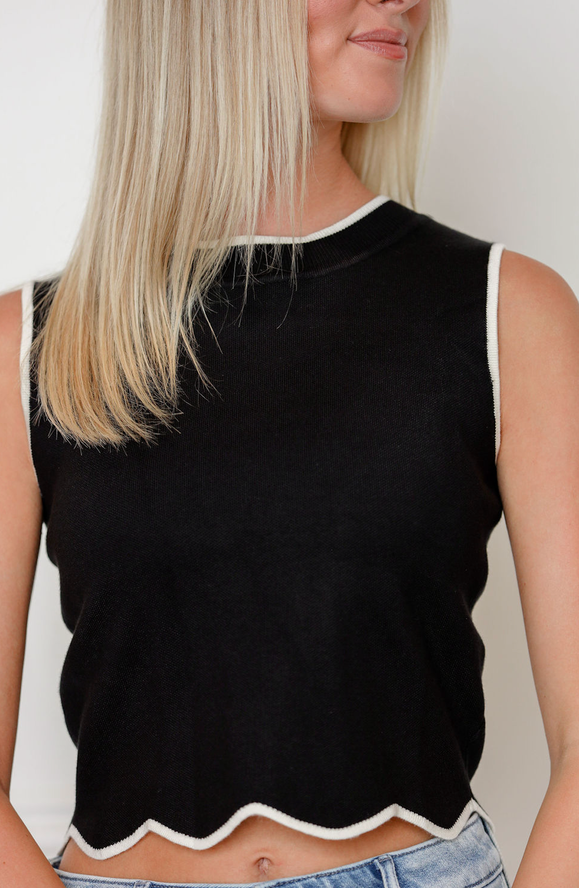 Scallop Hem Knit Top