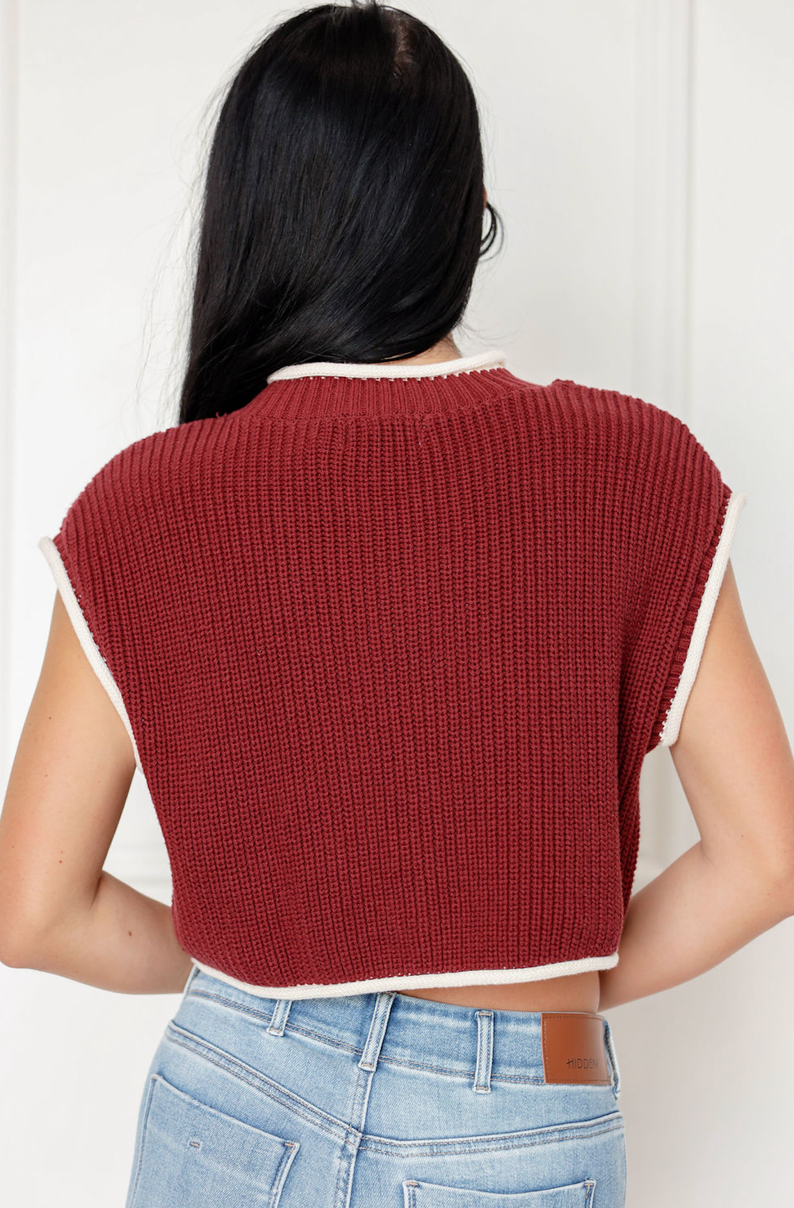 Contrast Sweater Top Maroon