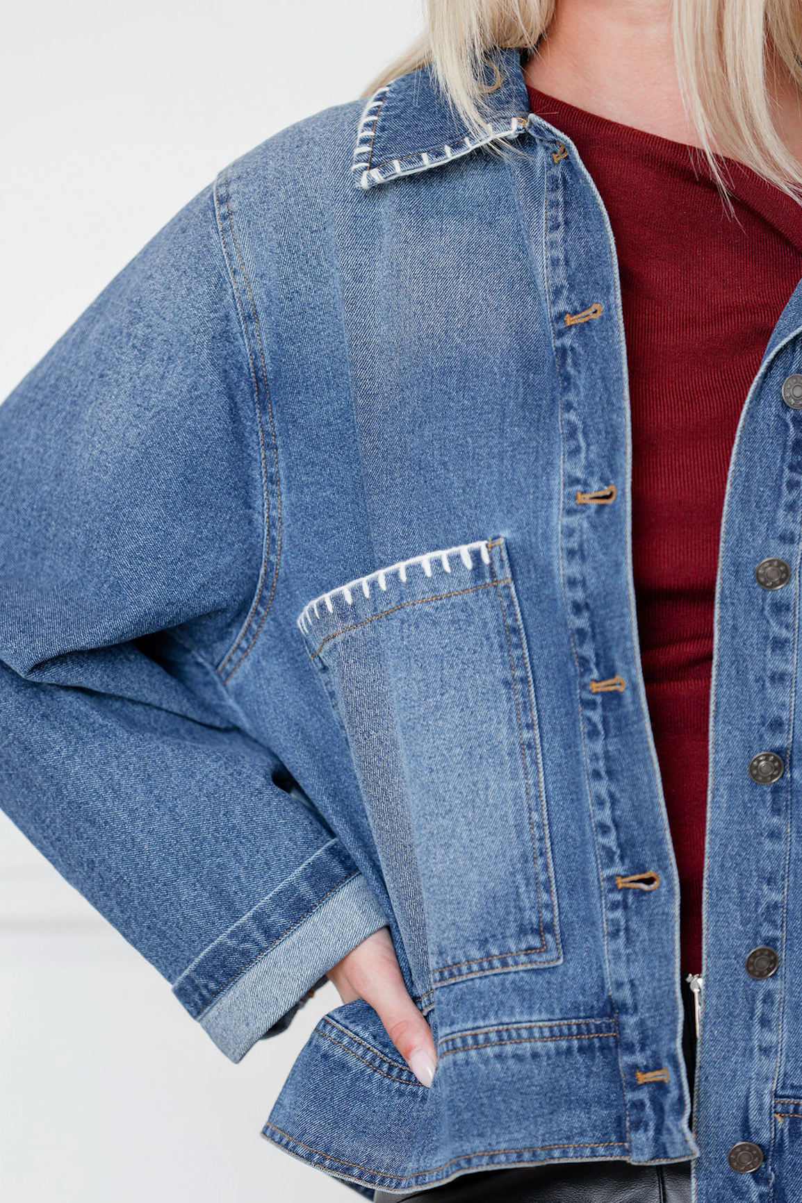 Brinn Blanket Stitch Denim Jacket