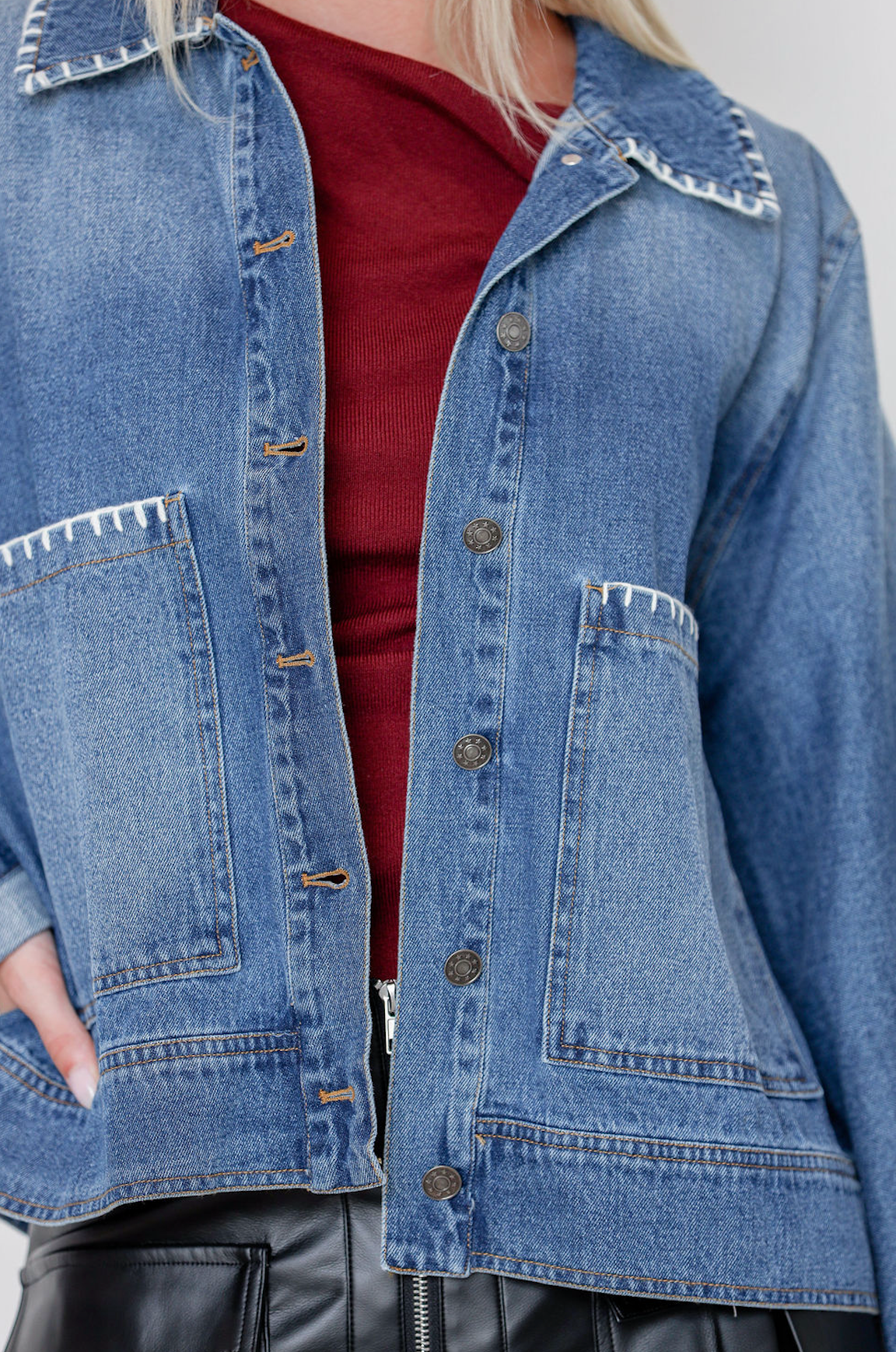 Brinn Blanket Stitch Denim Jacket