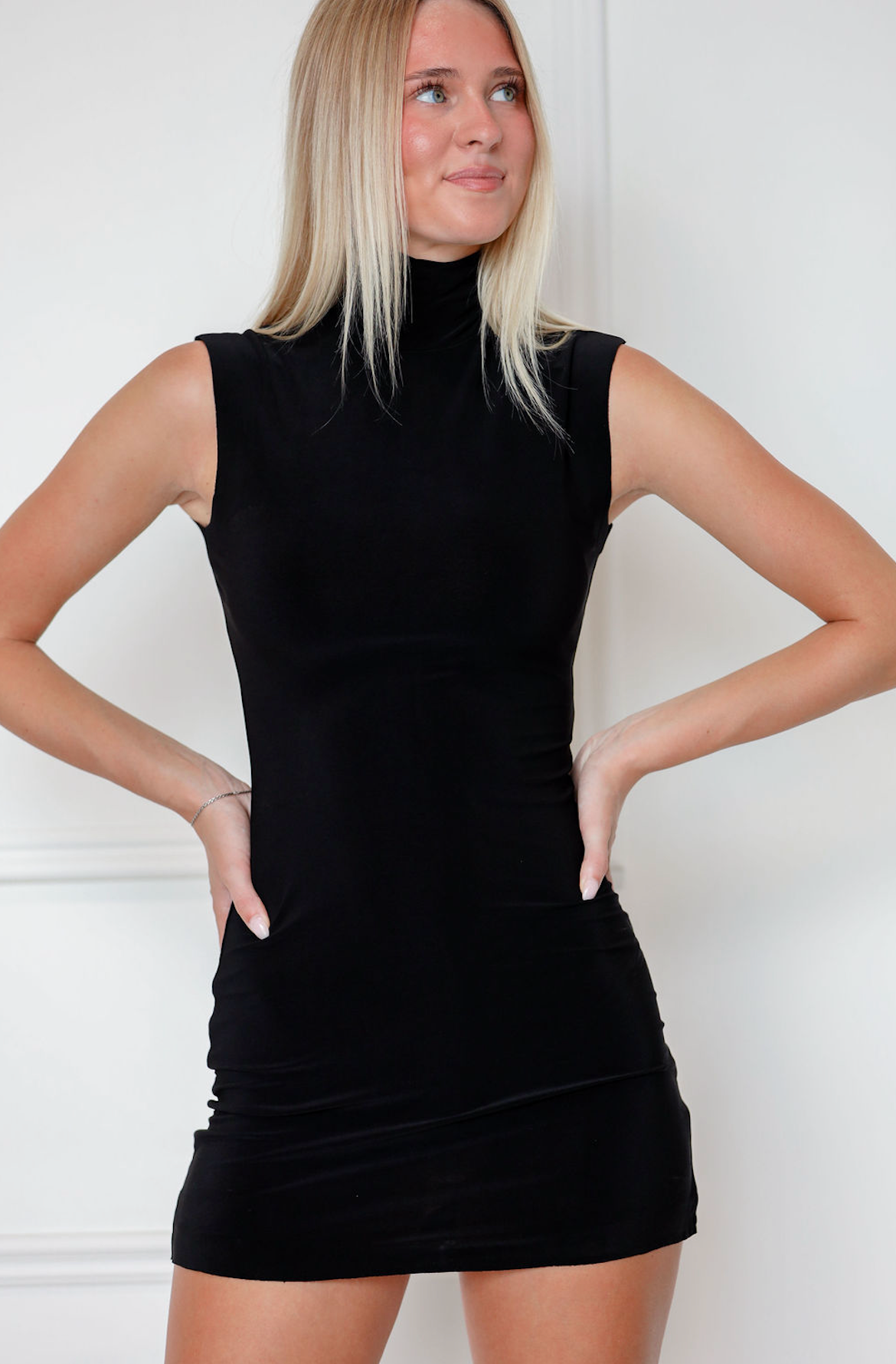 Kelly Mock Neck Dress Black