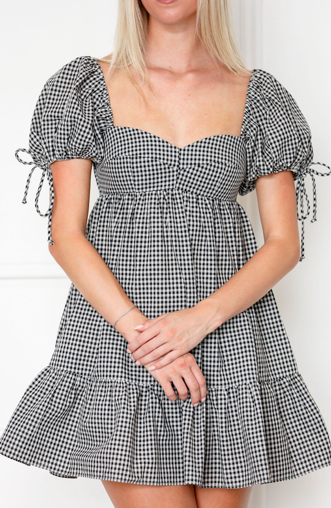 Black Checkered Babydoll Dress