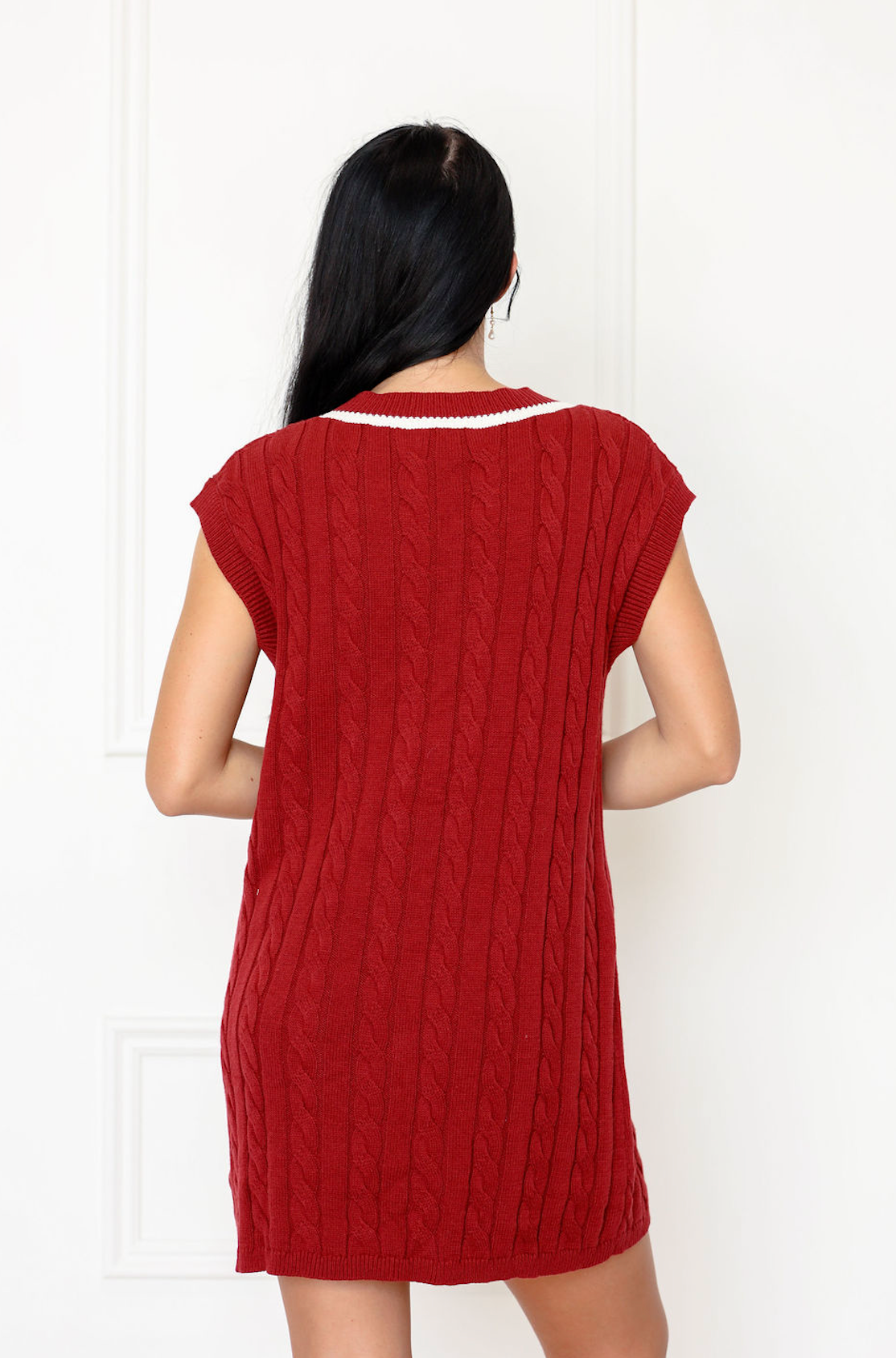 Burgundy Cable Knit Dress