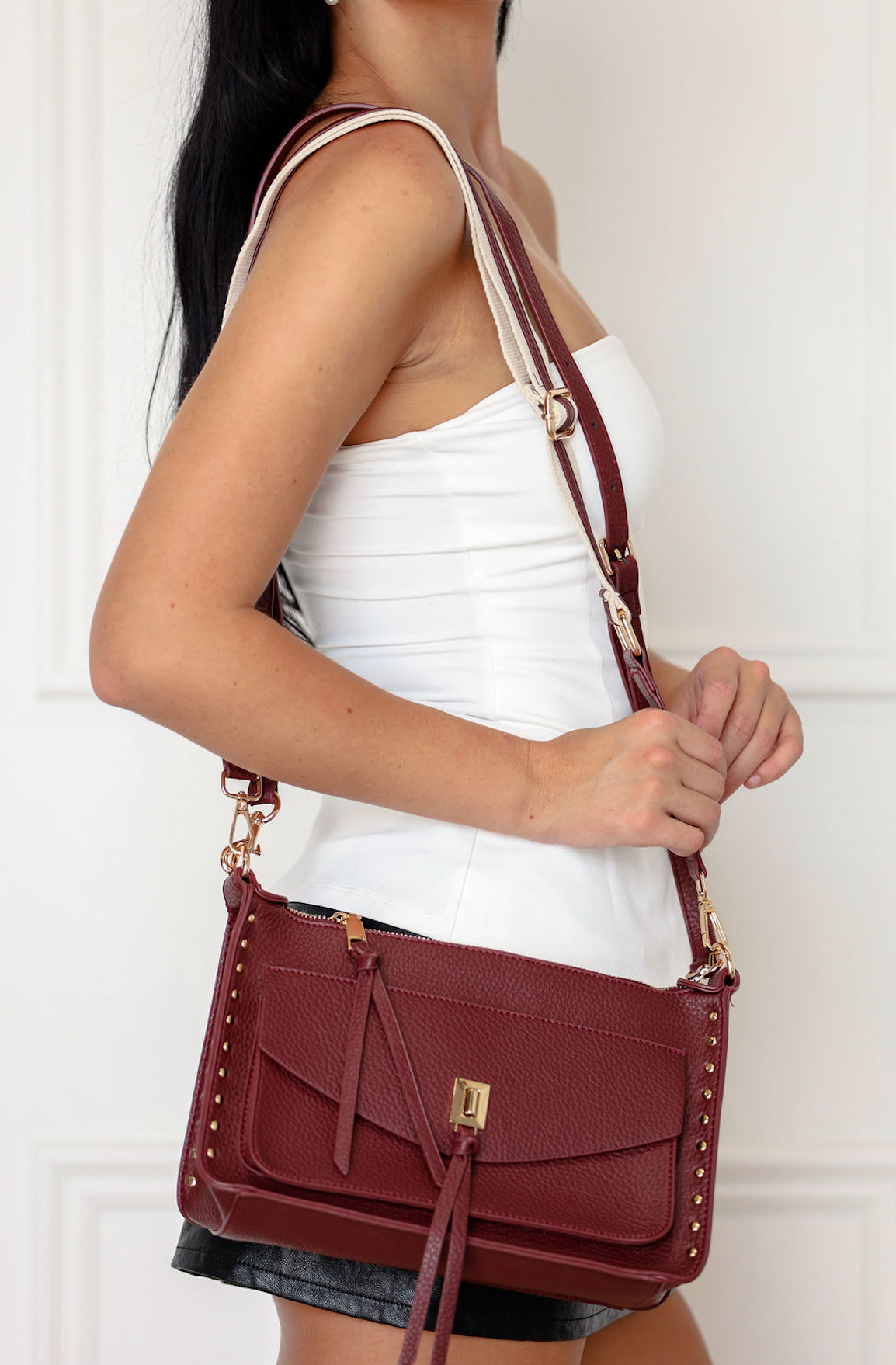 Adelle Studded Purse Burgundy