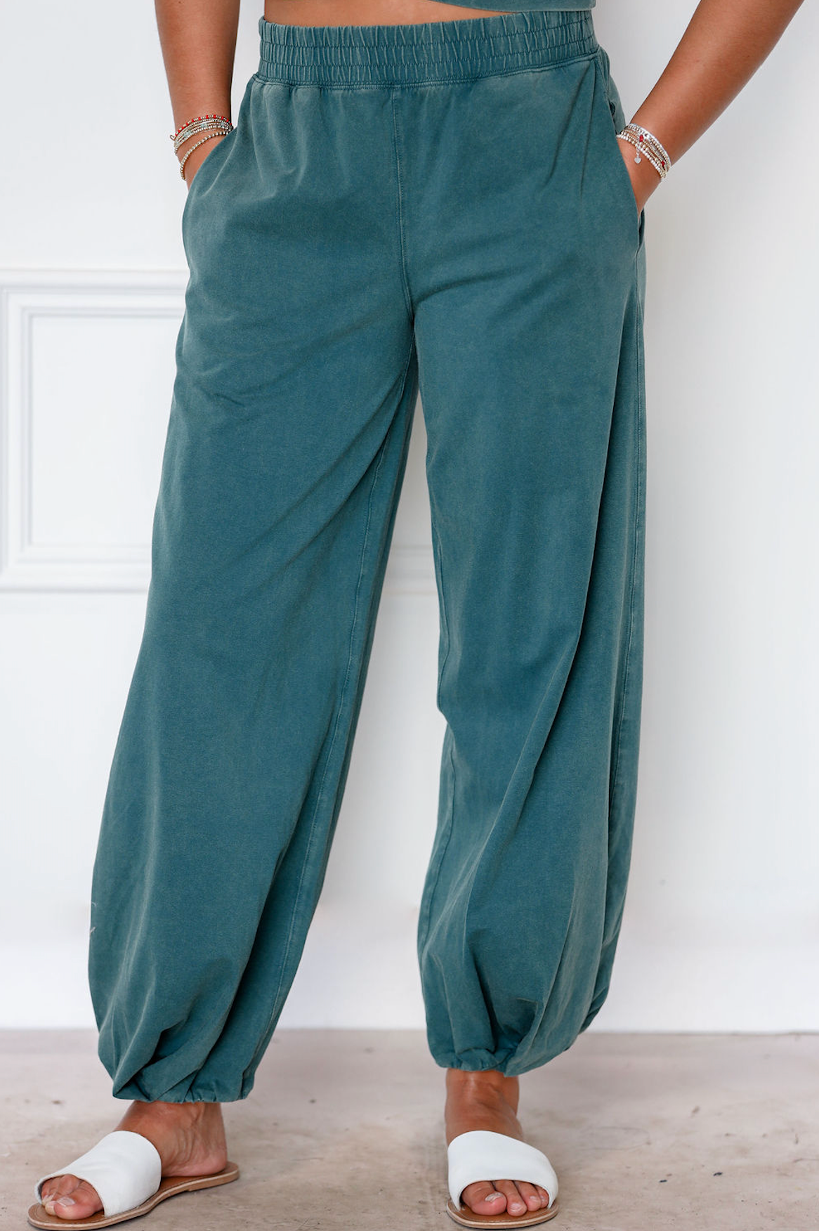 Mineral Wash Top & Joggers Set of 2 Teal