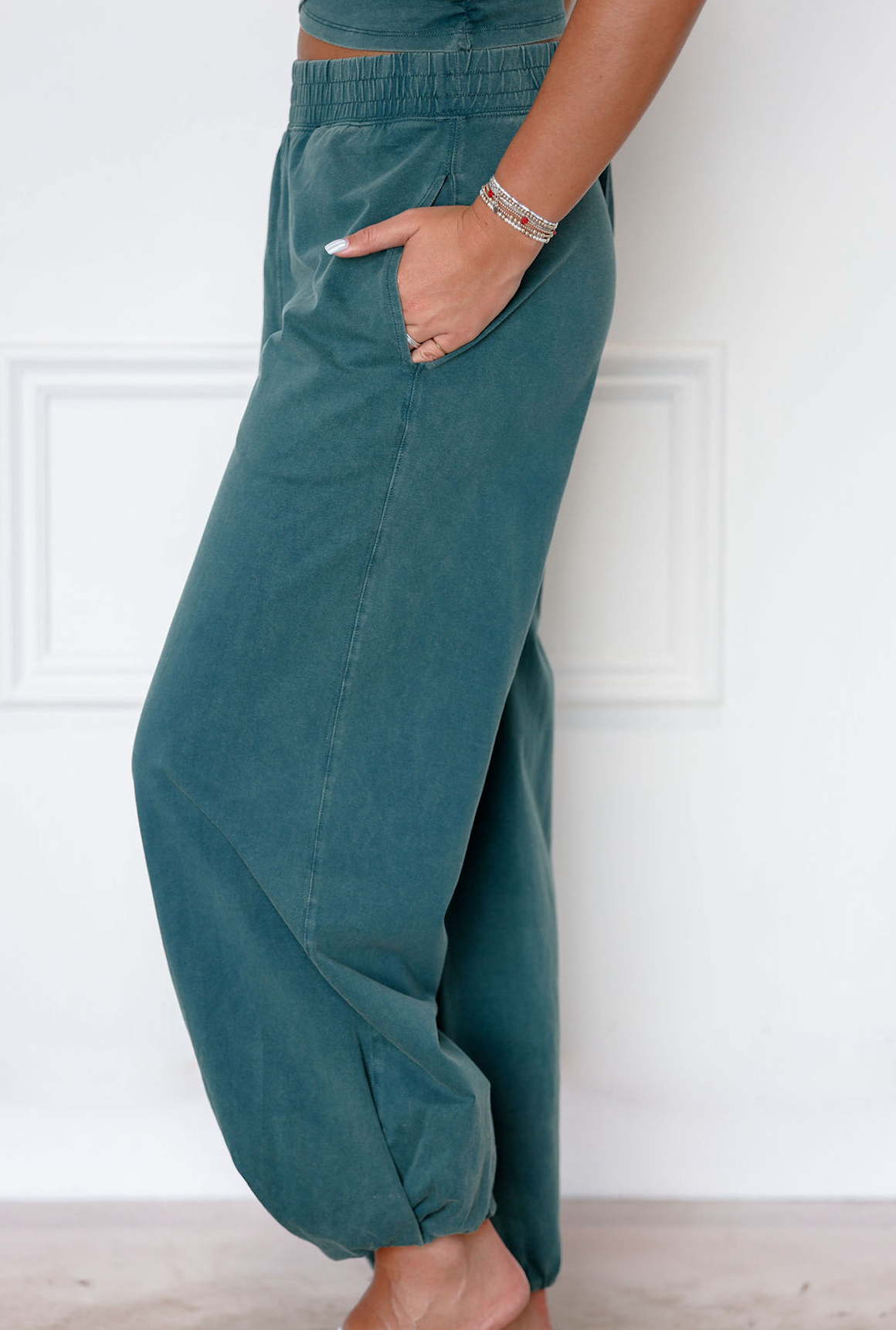 Mineral Wash Top & Joggers Set of 2 Teal