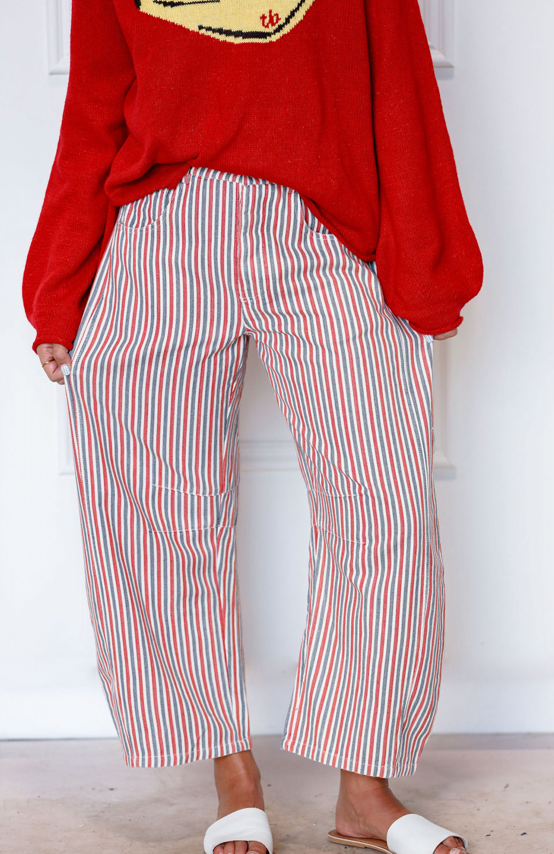 Striped Barrel Leg Pants