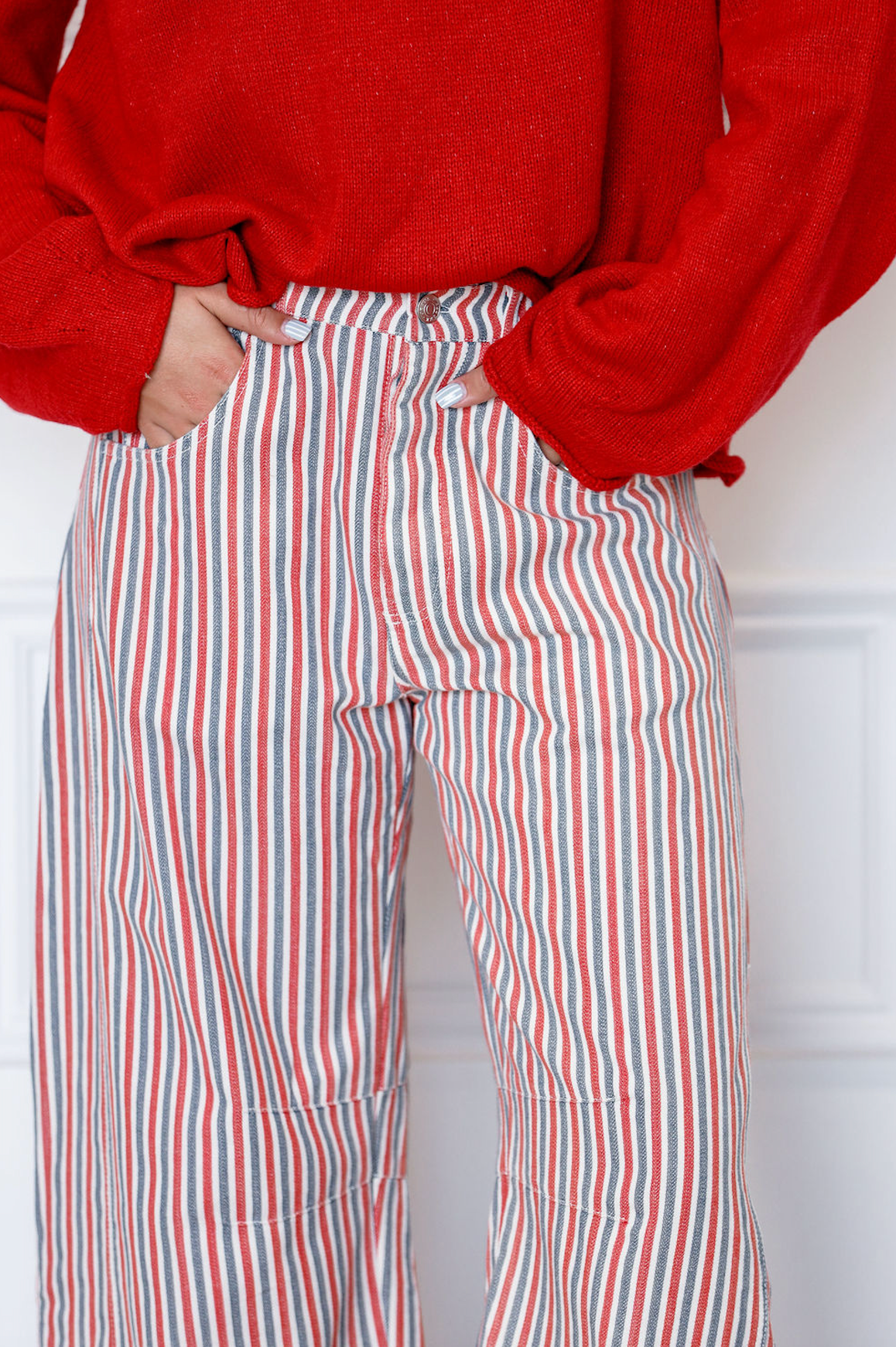 Striped Barrel Leg Pants