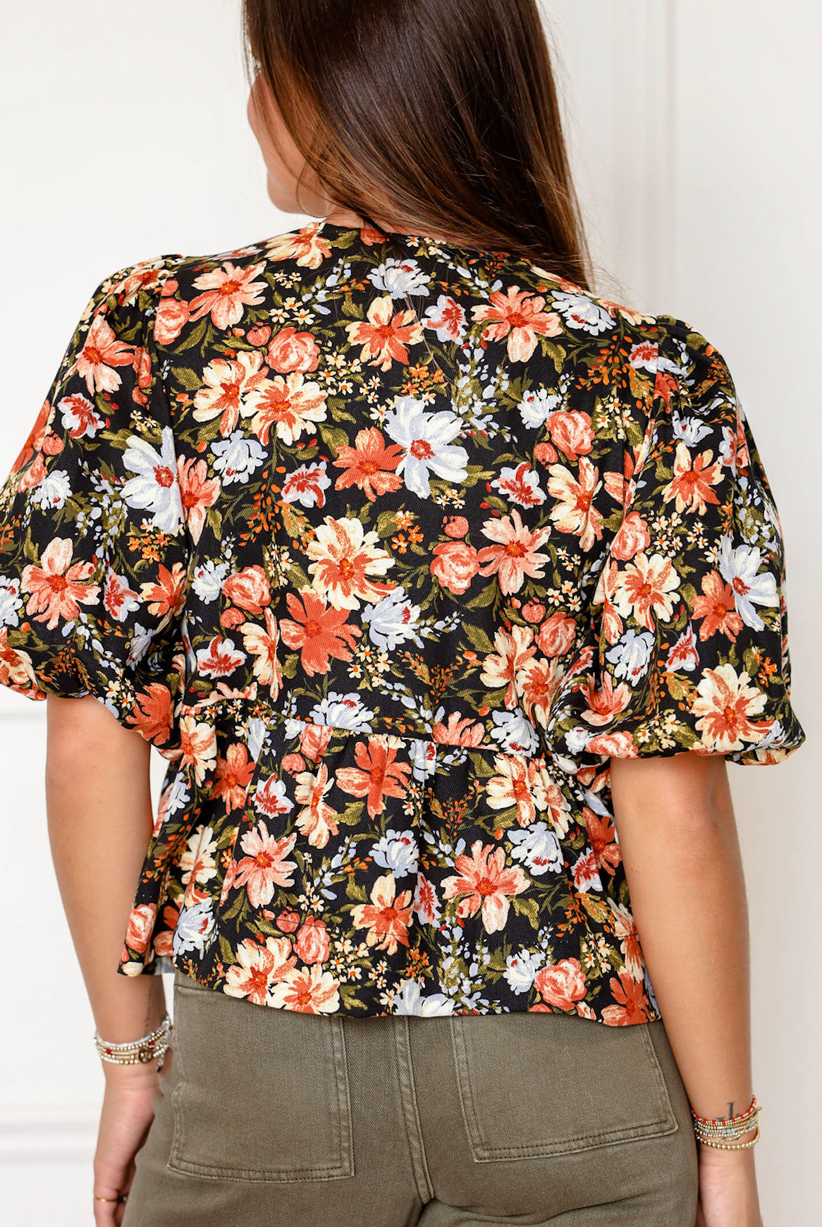 Midnight Florals Tie Blouse