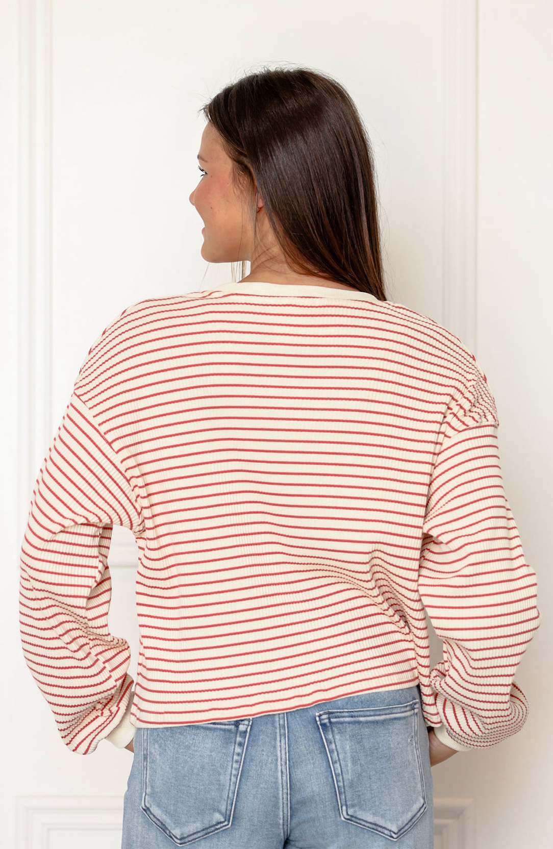 Cream/Mauve Striped Pullover
