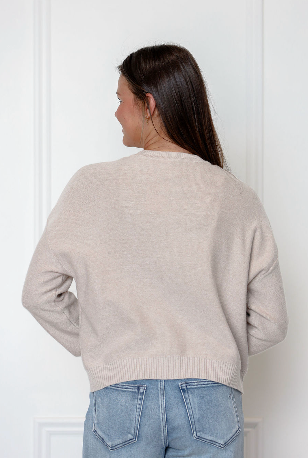 Henley Button Up Sweater Taupe