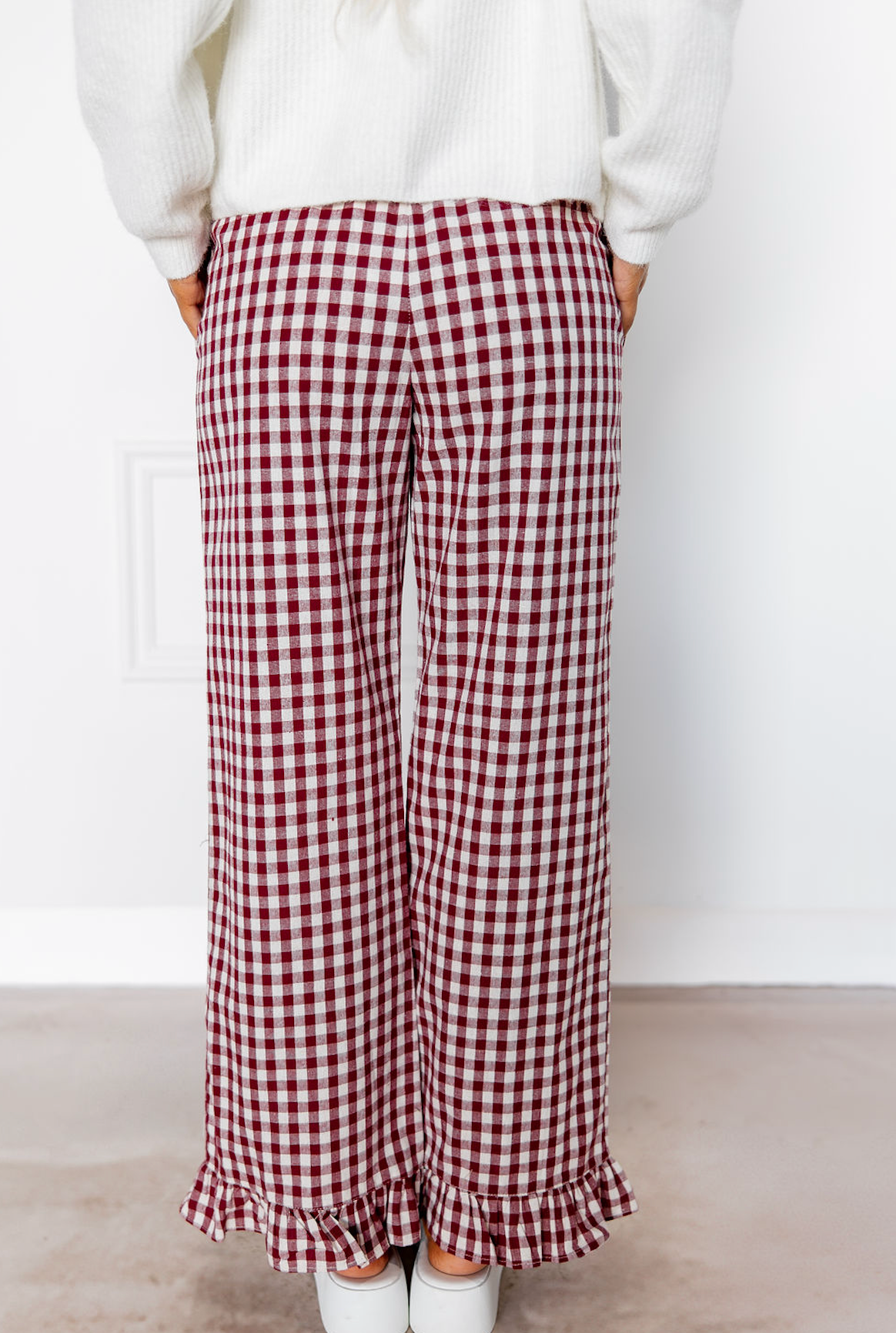 Gingham Pants w/ Ruffle Hem