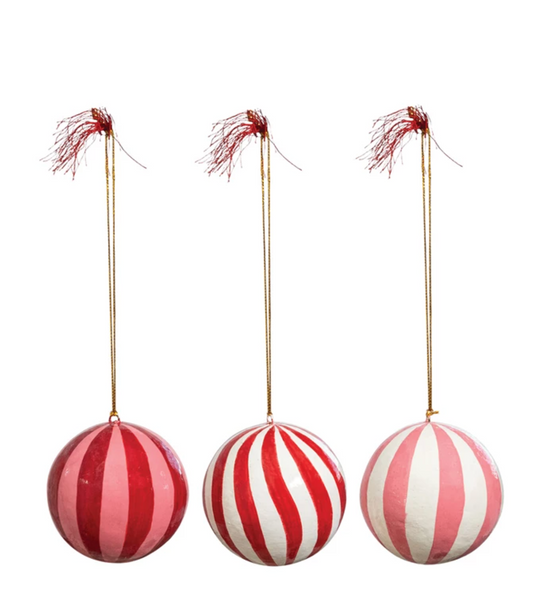 Paper Mache Stripe Ornament