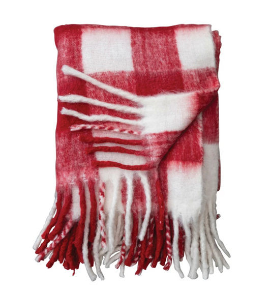 Red Plaid Throw Blanket