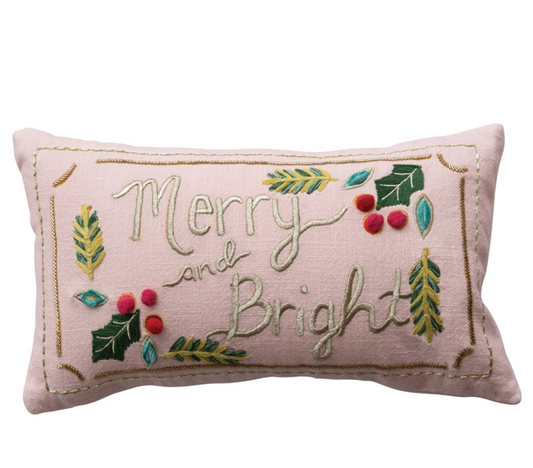 Merry & Bright Embroidery Pillow