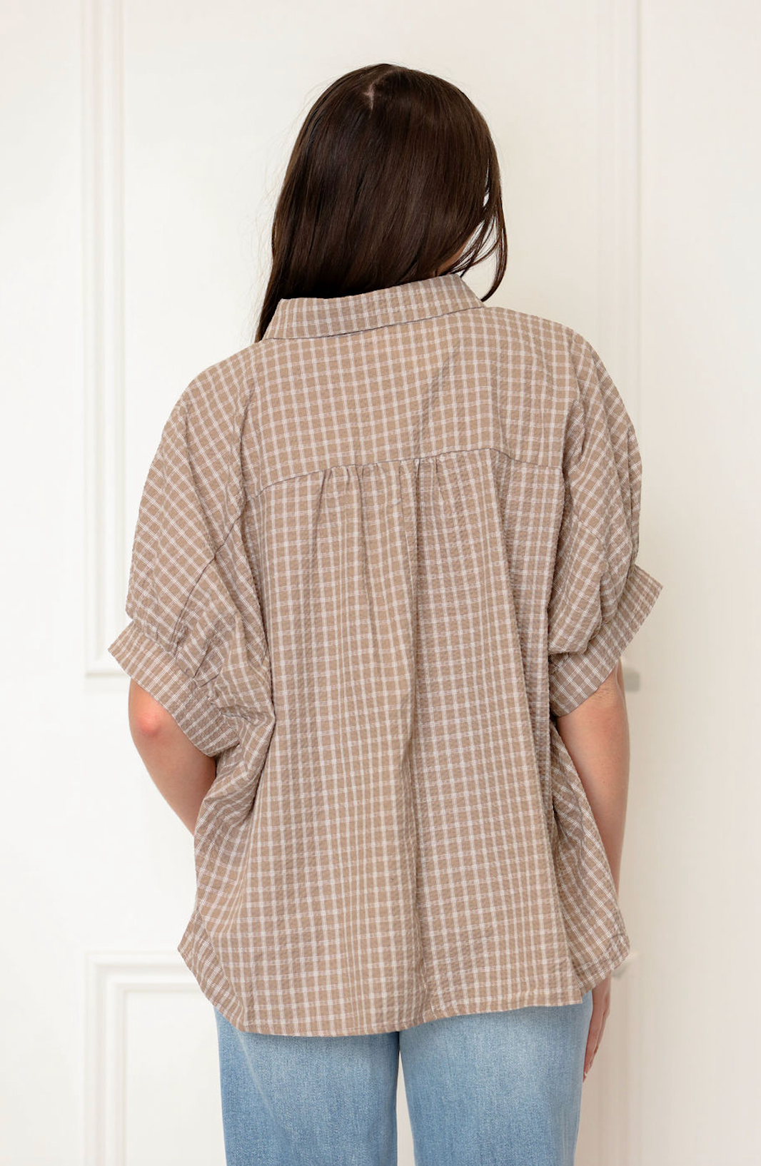 Checkered Seersucker Shirt Mocha