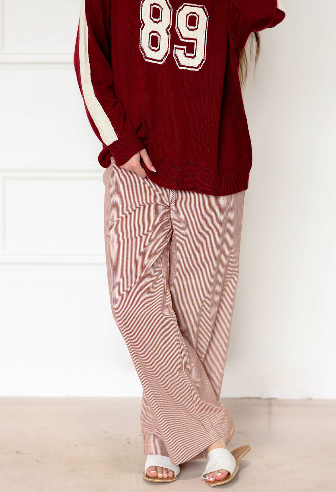 Elizabeth Stripe Pants Mauve
