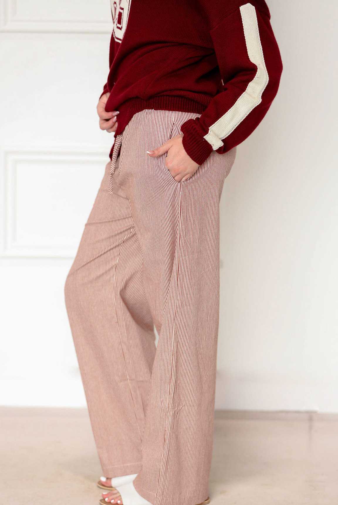Elizabeth Stripe Pants Mauve