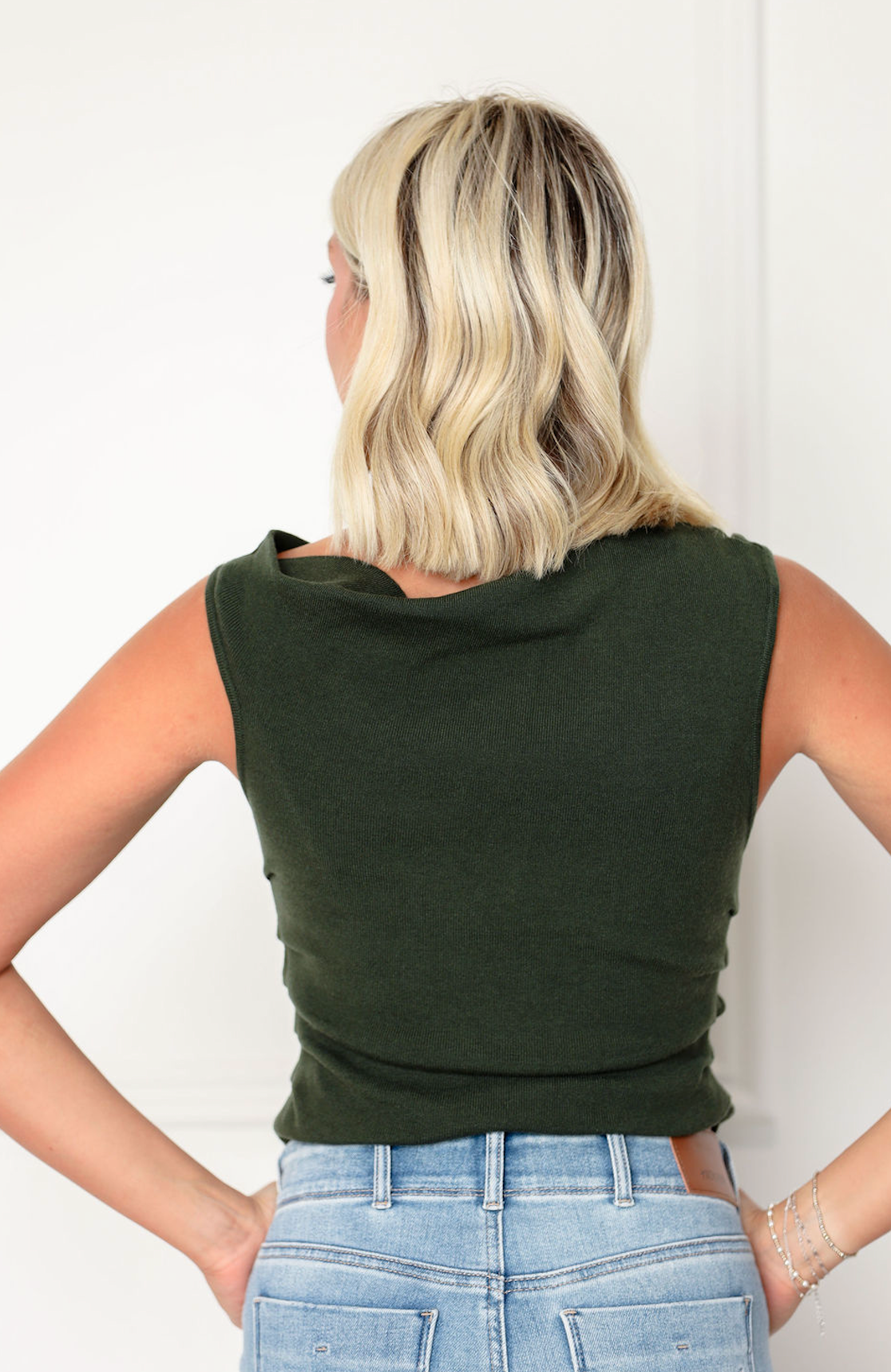 Asymmetrical Sweater Top Green