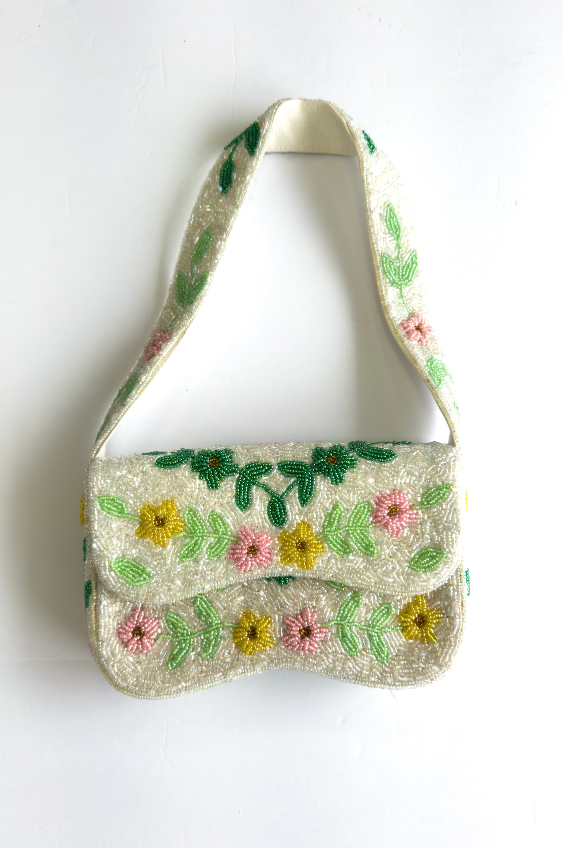 Beaded Floral Shoulder Bag - Clothe Boutique