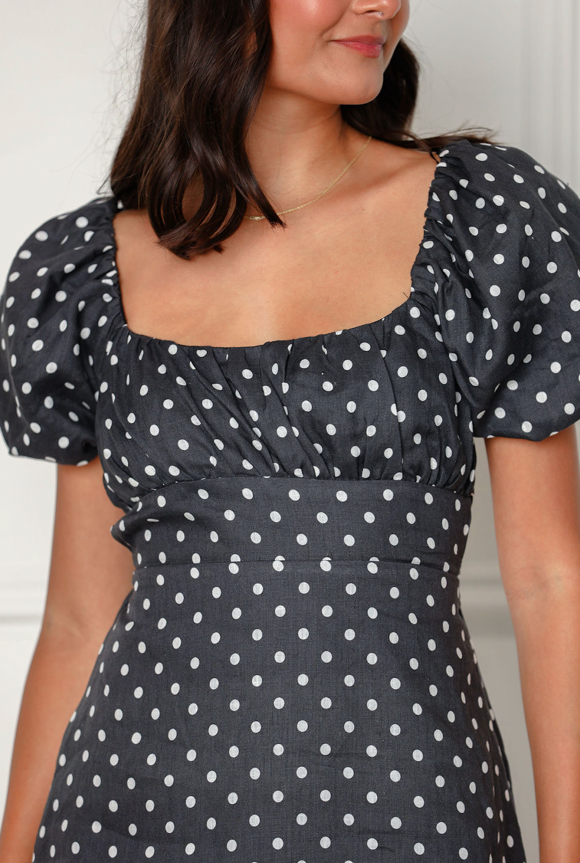 Mia Polka Dot Puff Sleeve Mini Dress