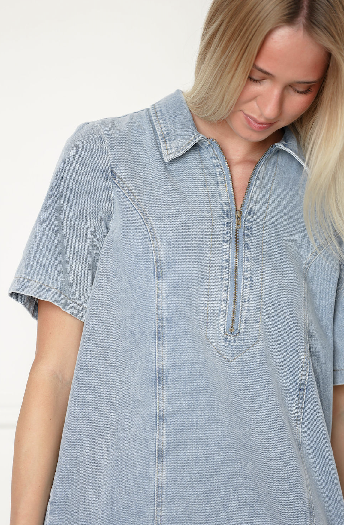 Ashton Light Wash Denim Mini Dress