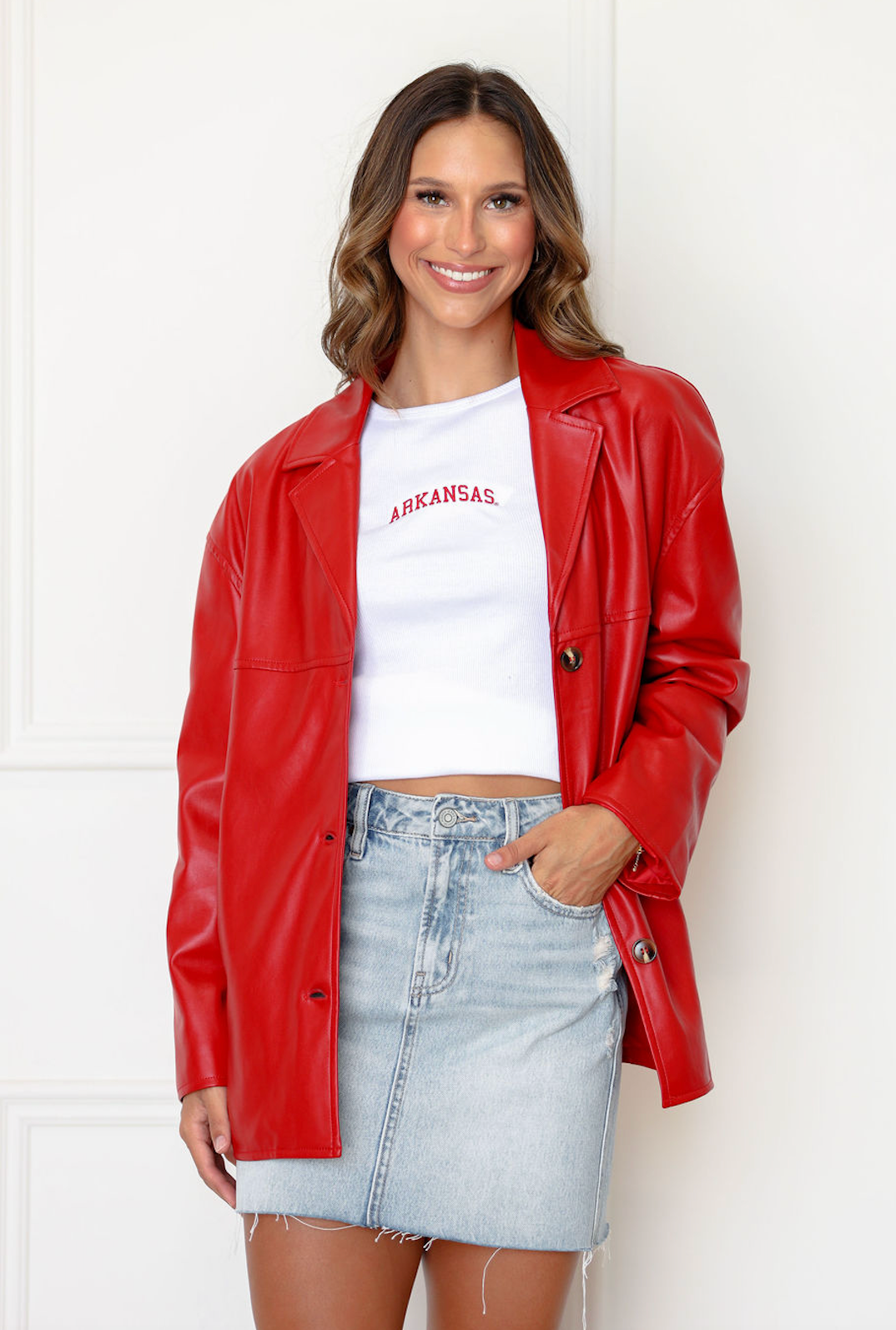 Red Faux Leather Jacket