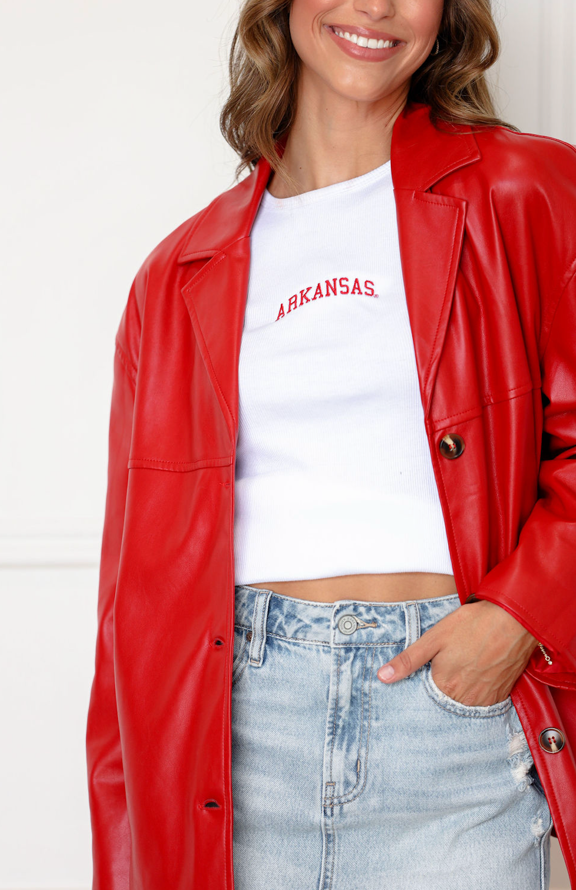 Red Faux Leather Jacket