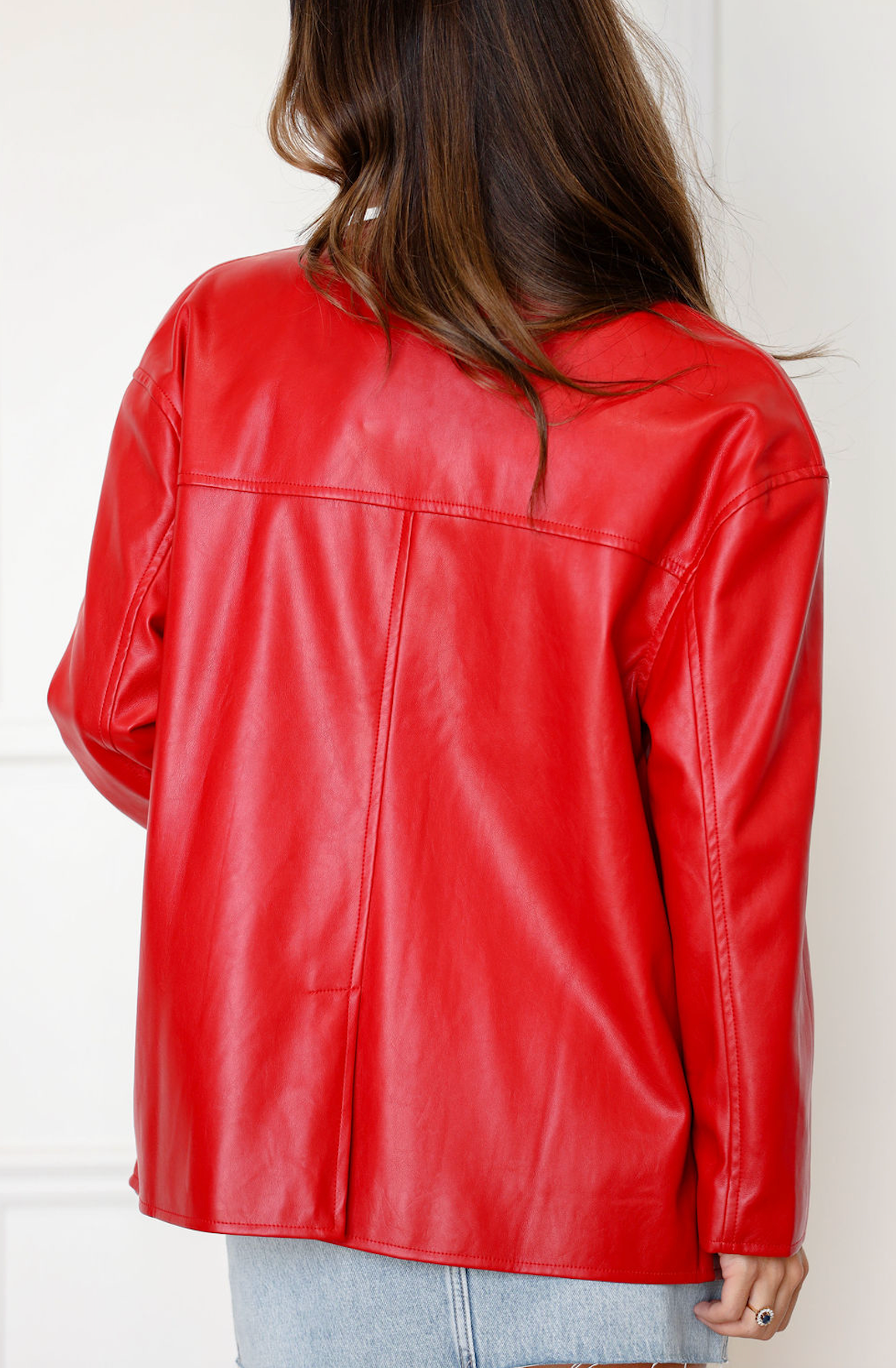 Red Faux Leather Jacket