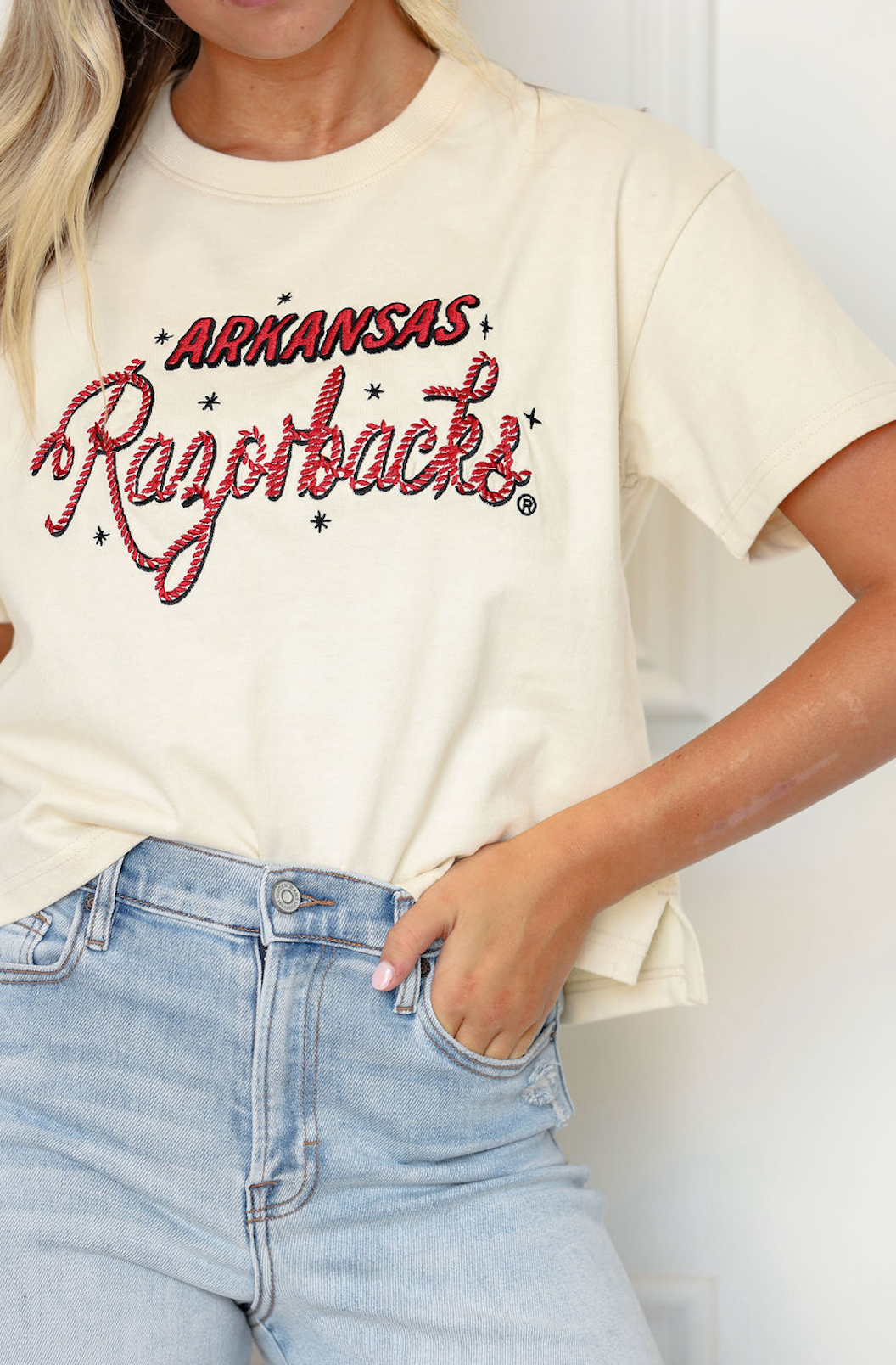 Razorbacks Lasso Cropped Tee