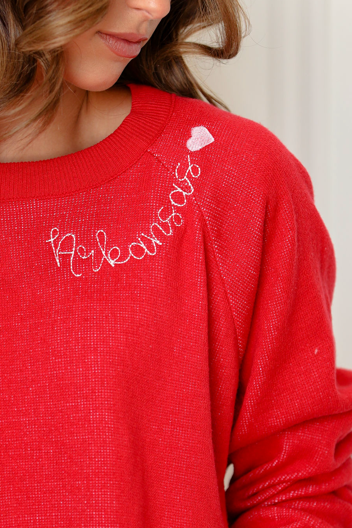 Arkansas w/ Heart Stripe Border Sweater