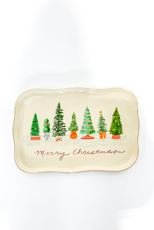 Merry Christmas Tree Platter
