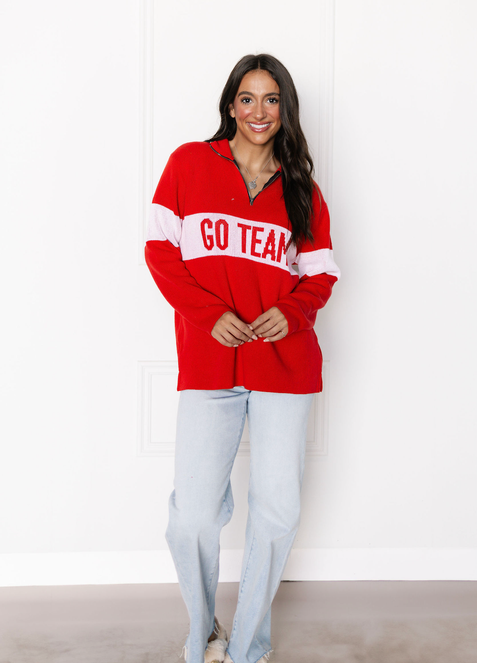 Go Team Quarter Zip Sweater