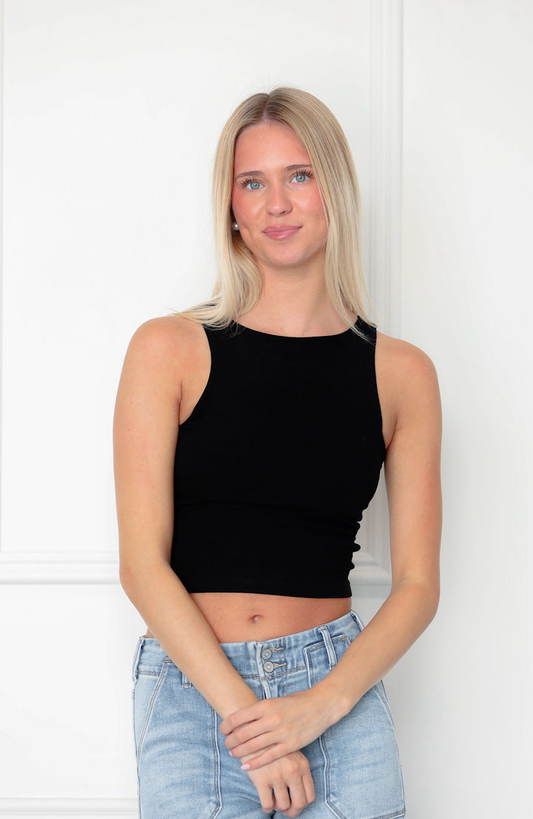 Boat Neck Tank Black