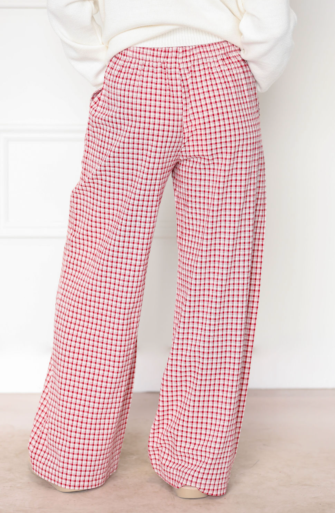 Red Low Rise Plaid Boxer Pants