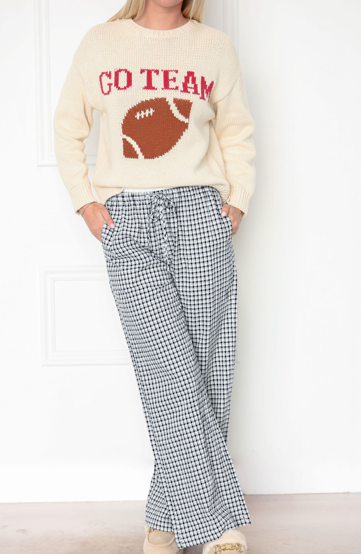 Gingham Boxer Pants Black