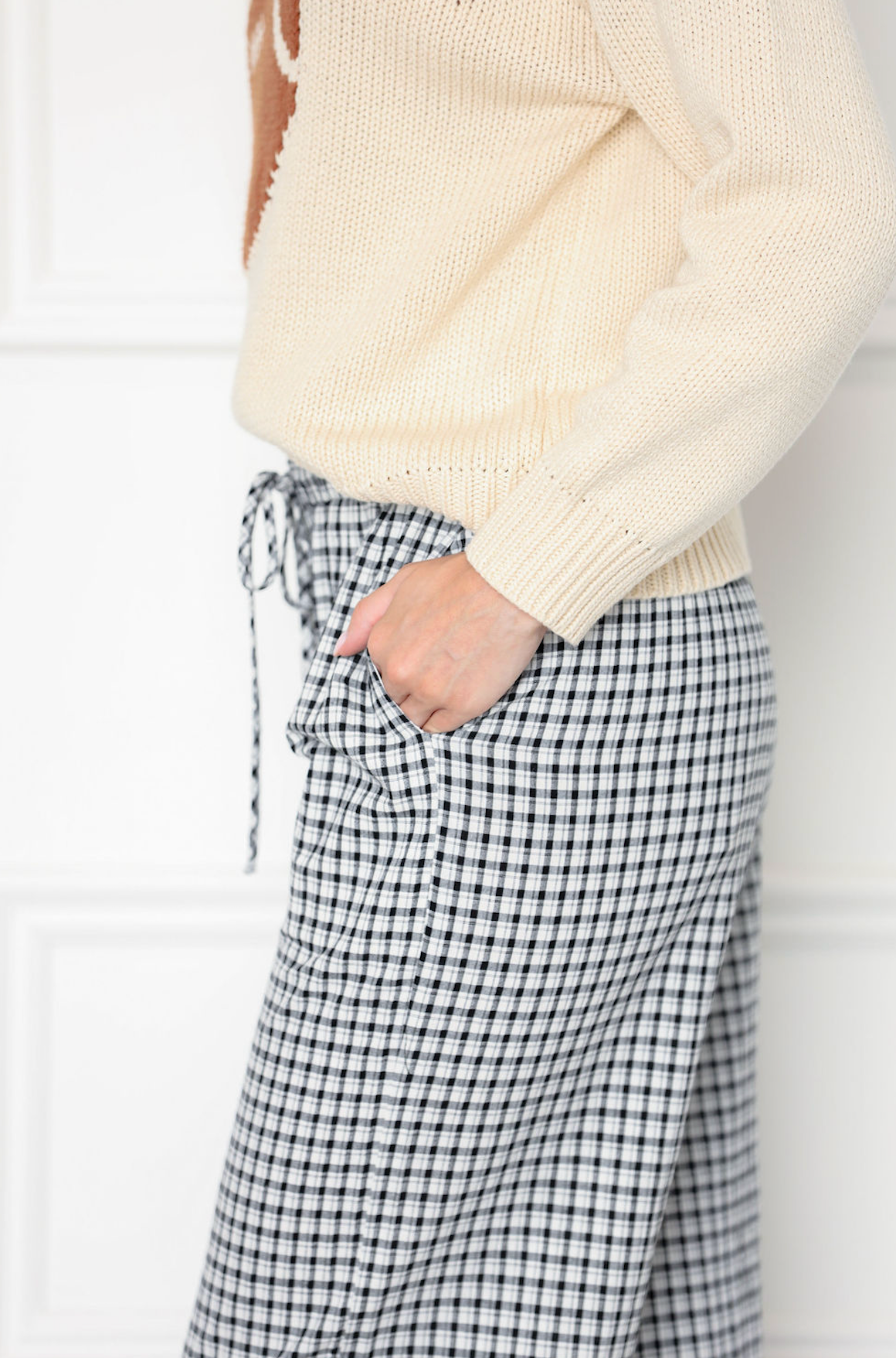 Gingham Boxer Pants Black