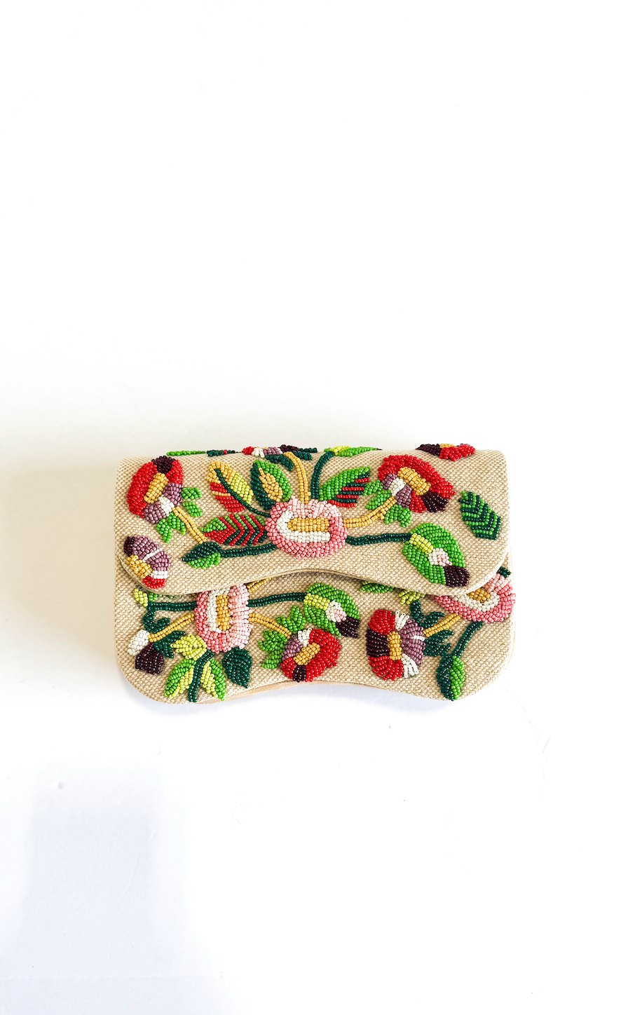 Floral Beaded Shoulder Purse