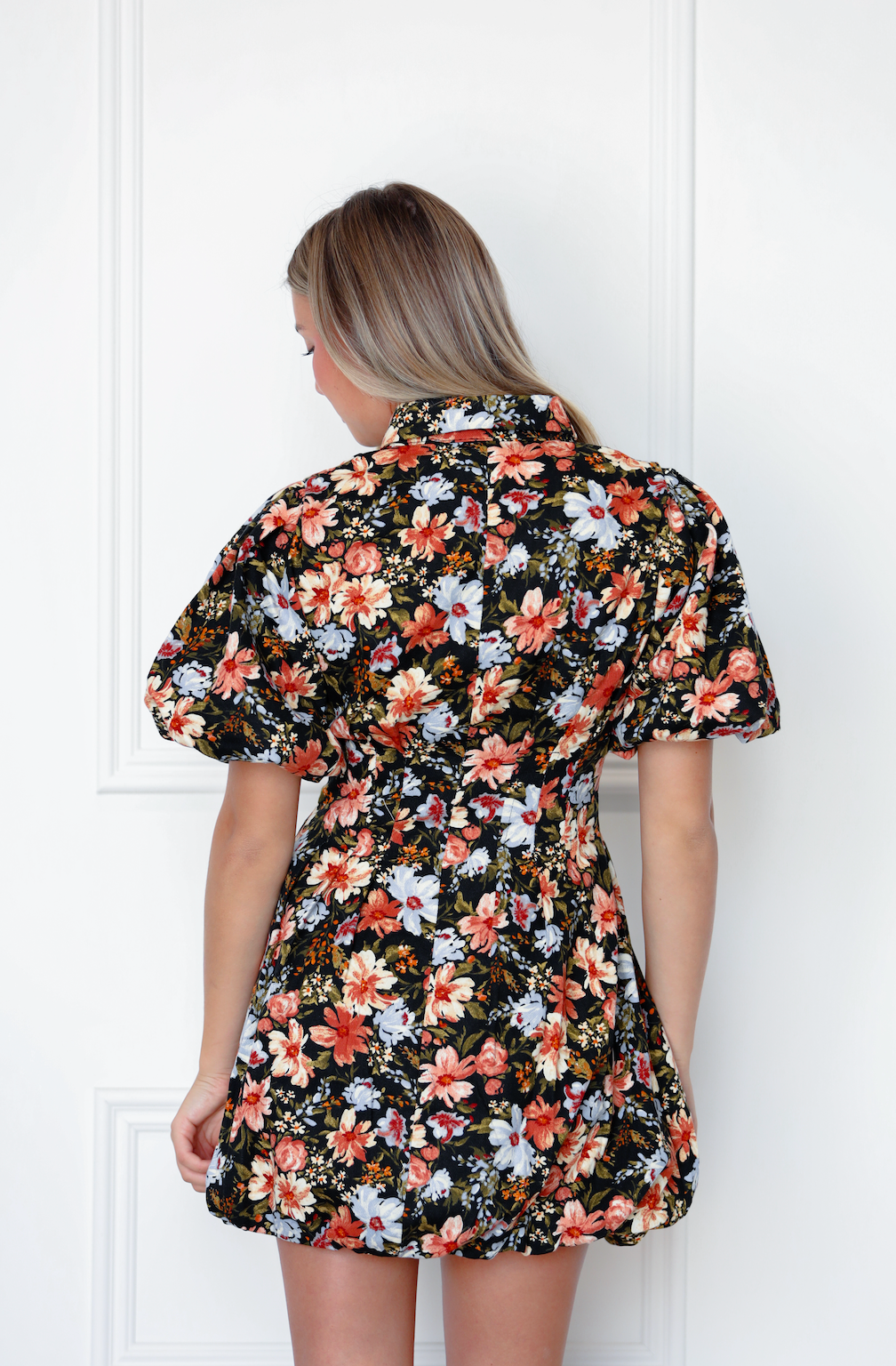 Midnight Florals Bubble Hem Dress
