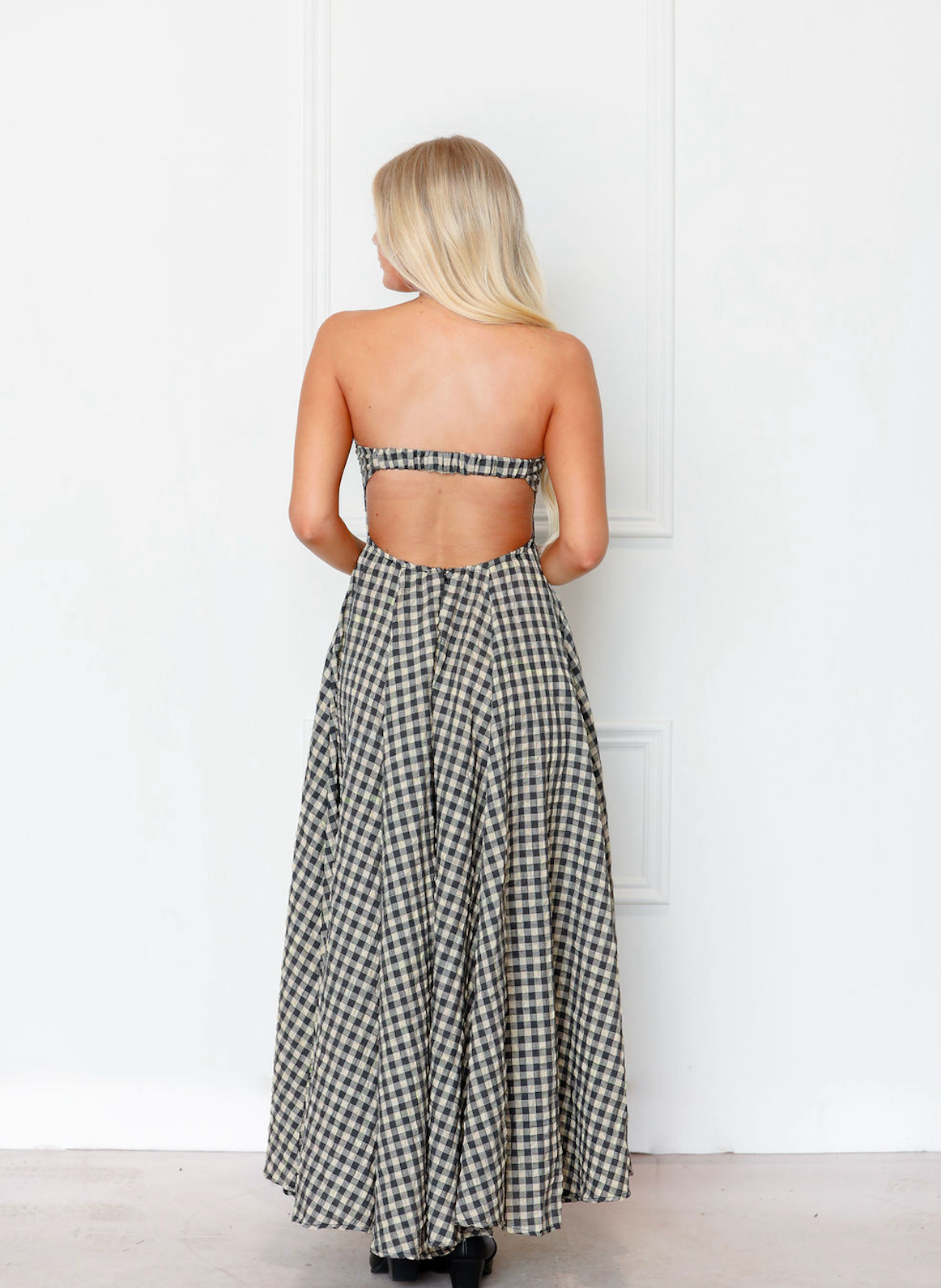 Vintage Checker Long Midi Dress