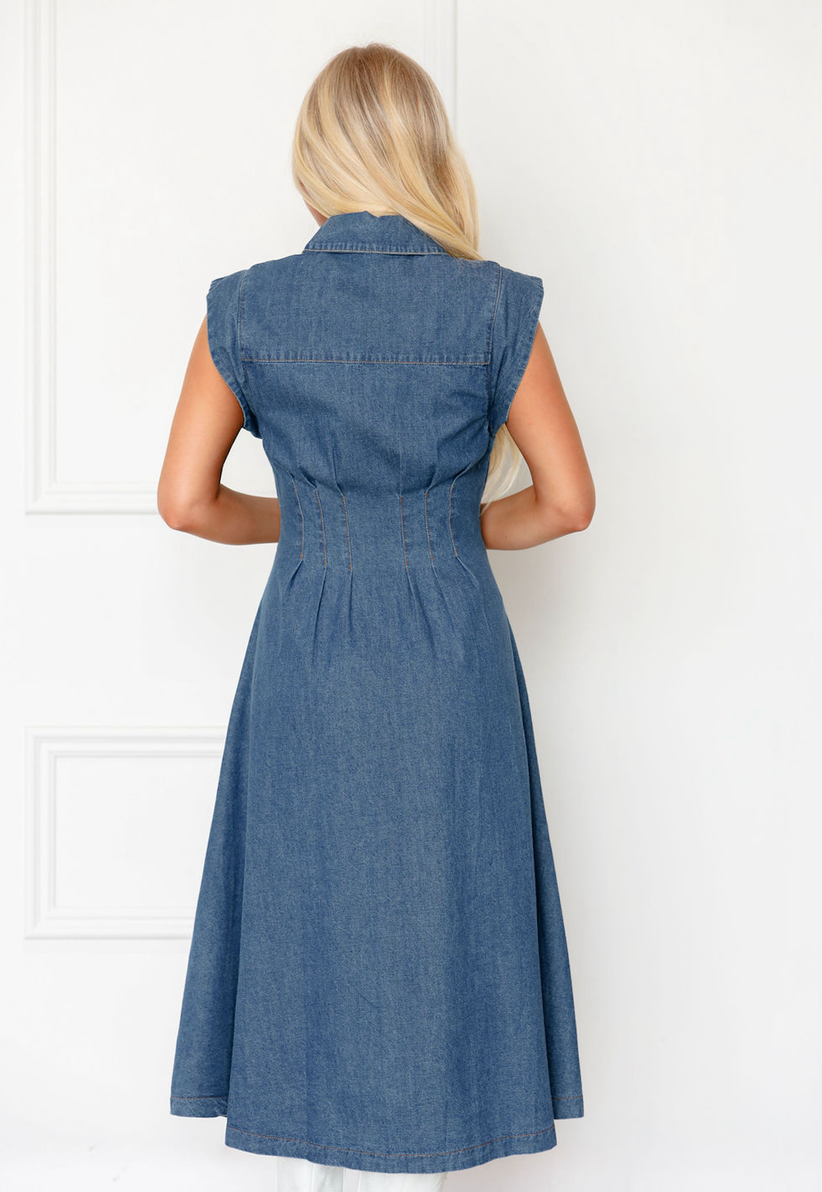 Karly Fitted Midi Denim Dress
