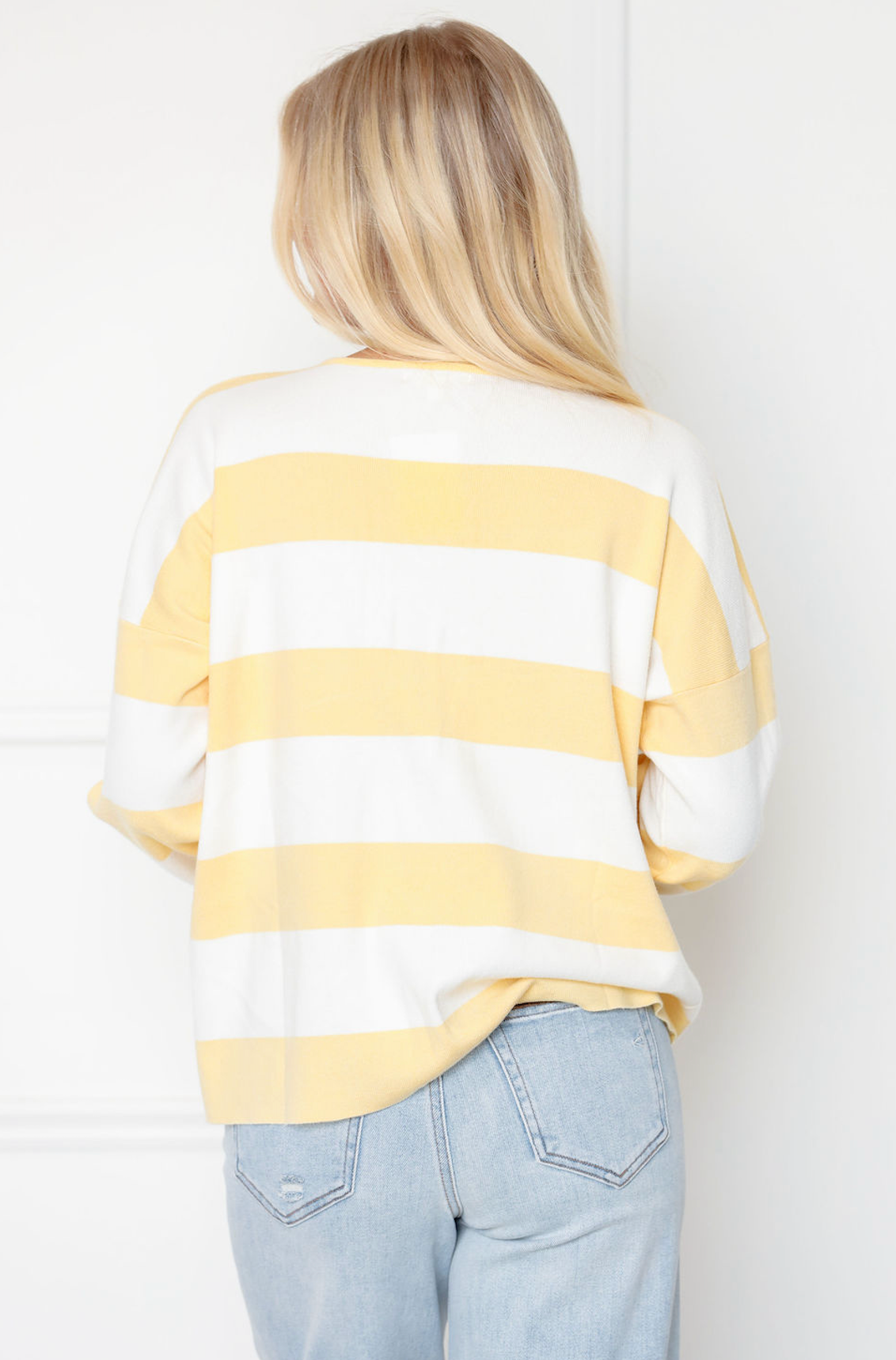 Striped Notch Neck Sweater Top