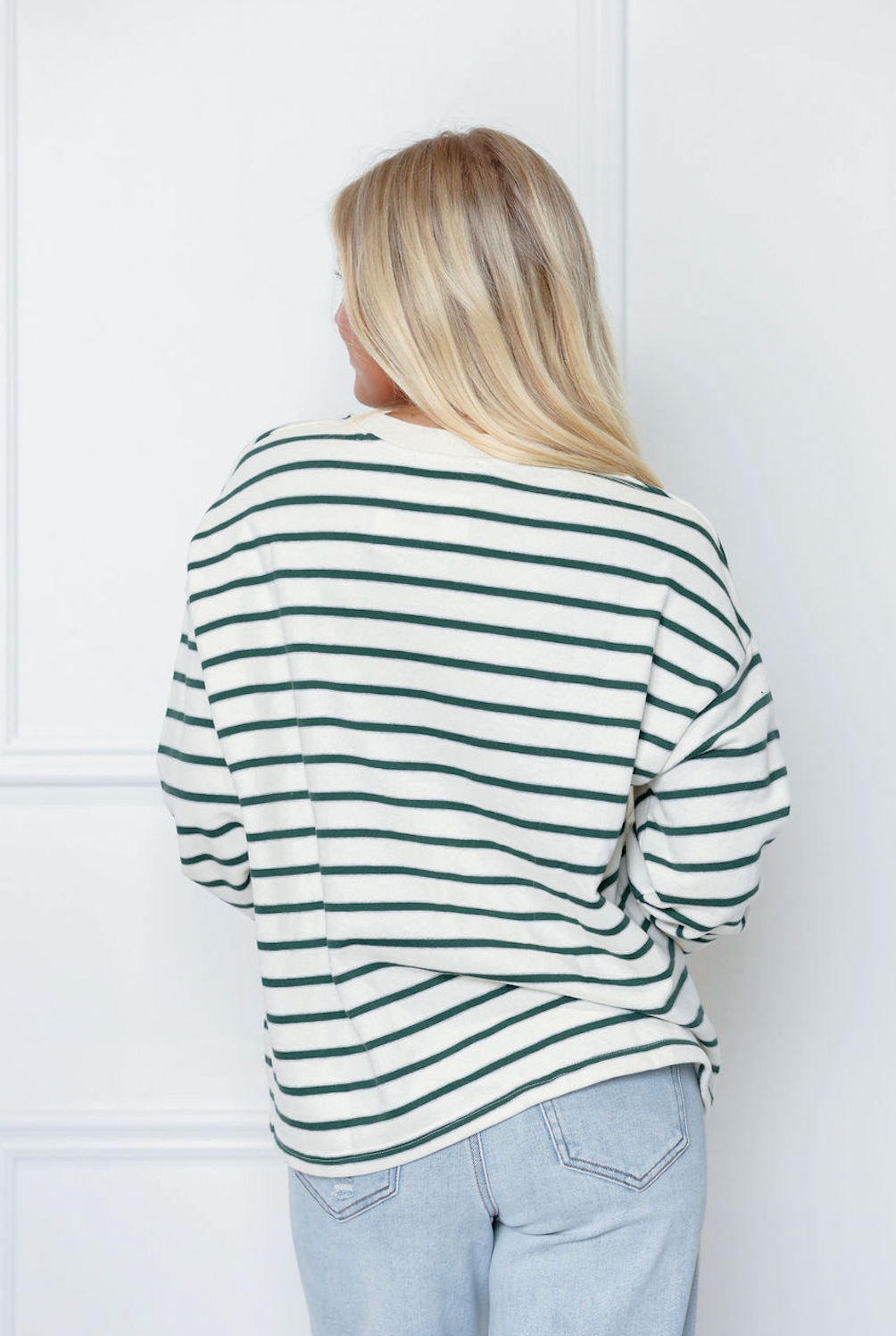 Green Stripe Crewneck Top