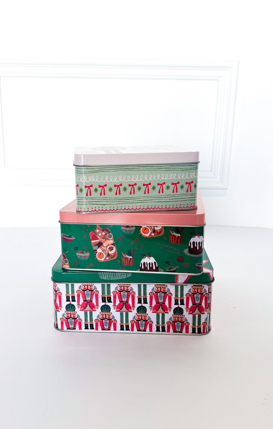 Holiday Tin w/ Lid Set of 3