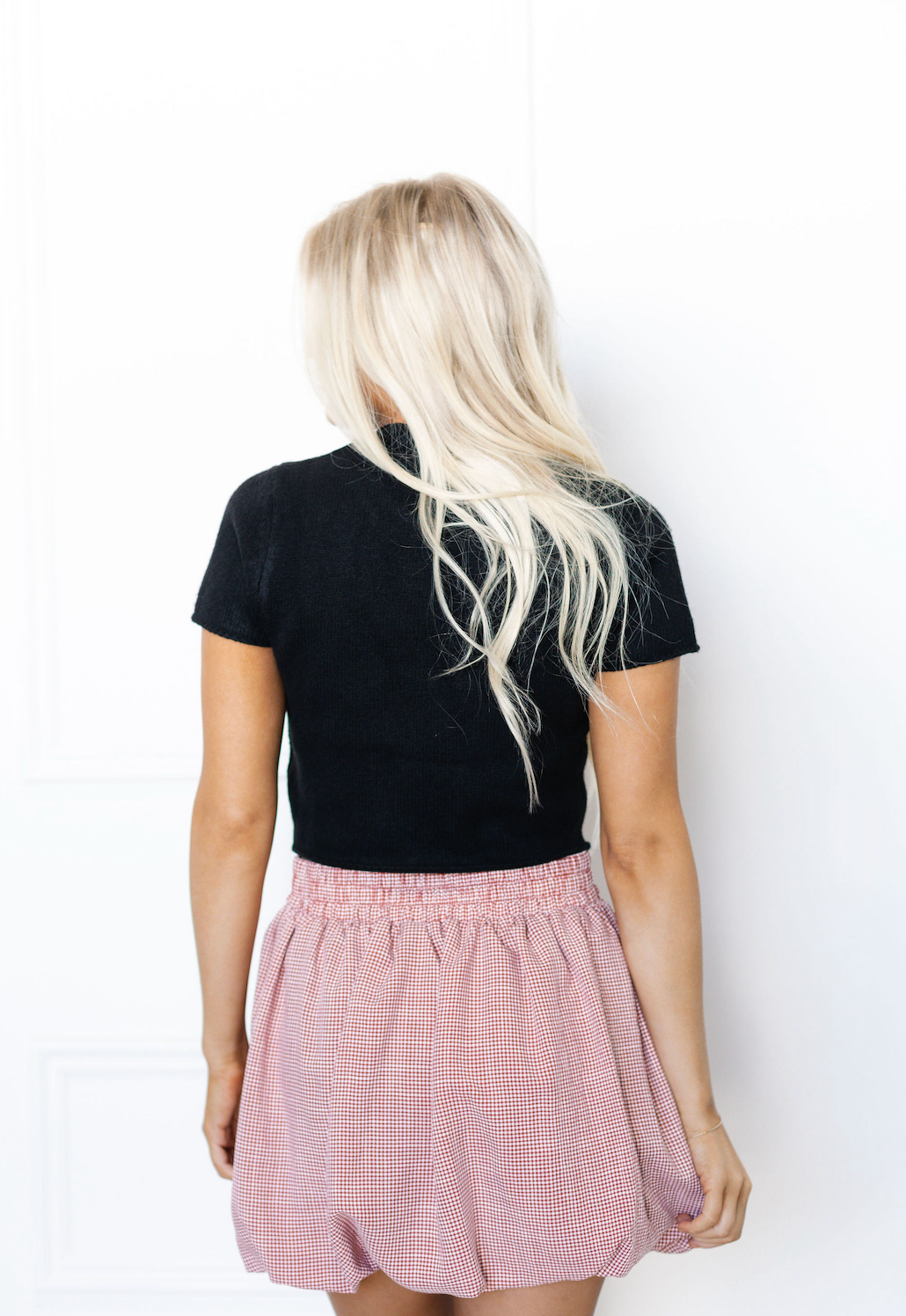 Checker Bubble Skirt Red