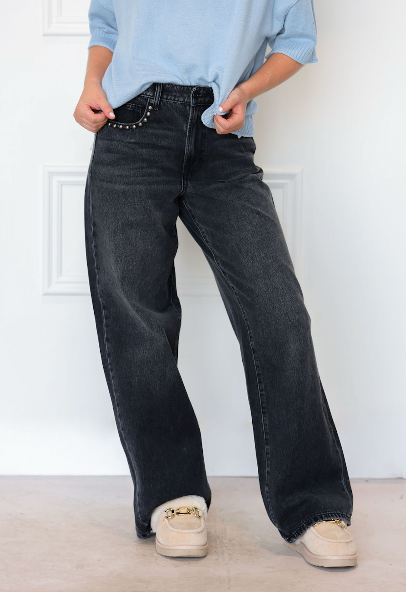 Onyx Baggy Studded Jeans – Clothe Boutique
