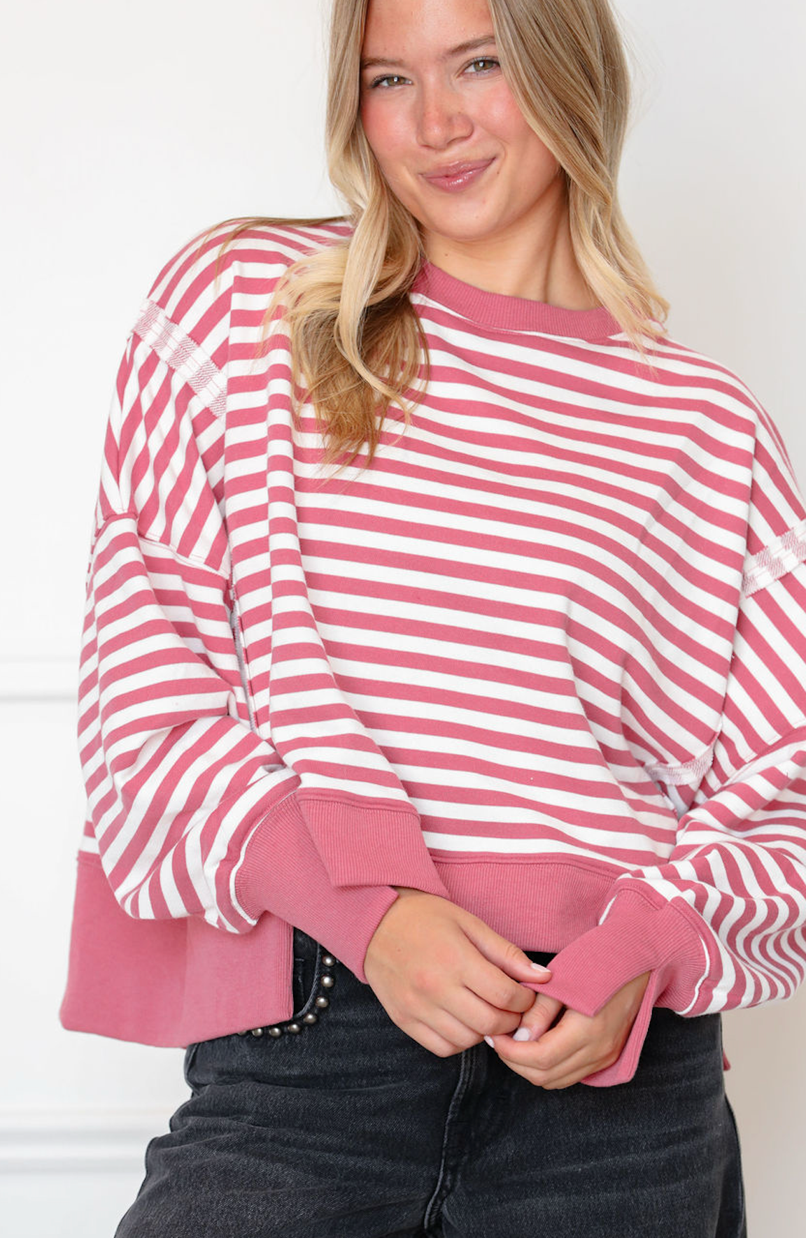 Mauve Stripe Crewneck